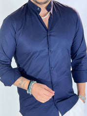 Camicia cotone coreana blu MIGLIACCIO