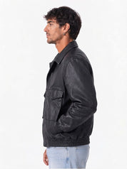 Giubbino imbottito eco-pelle nero YF1702