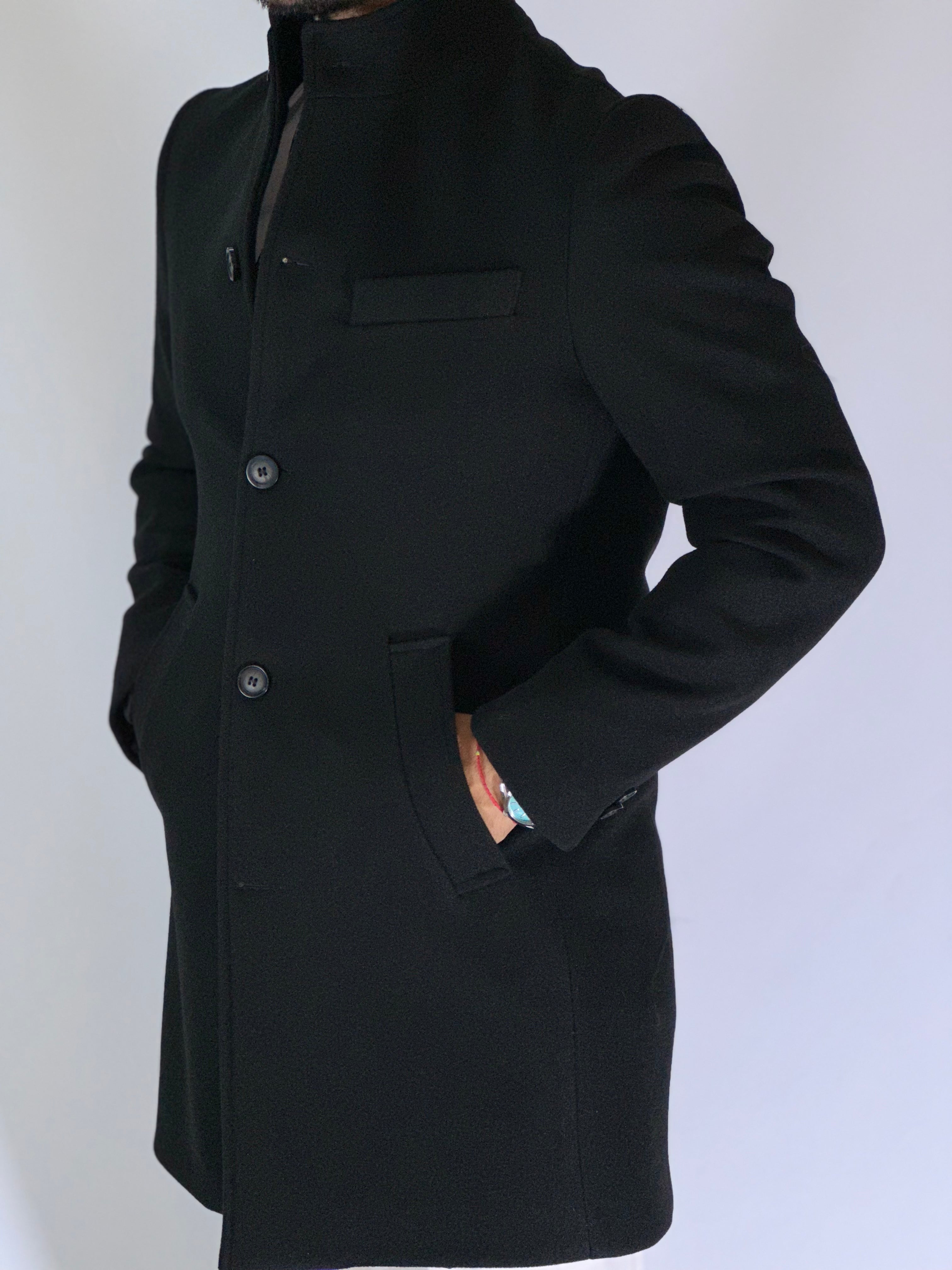 Cappotto coreano nero CPZAZA