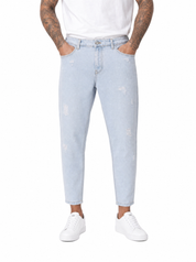 Jeans carrot fit con rotture chiaro MRC11