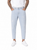 Jeans carrot fit con rotture chiaro MRC11