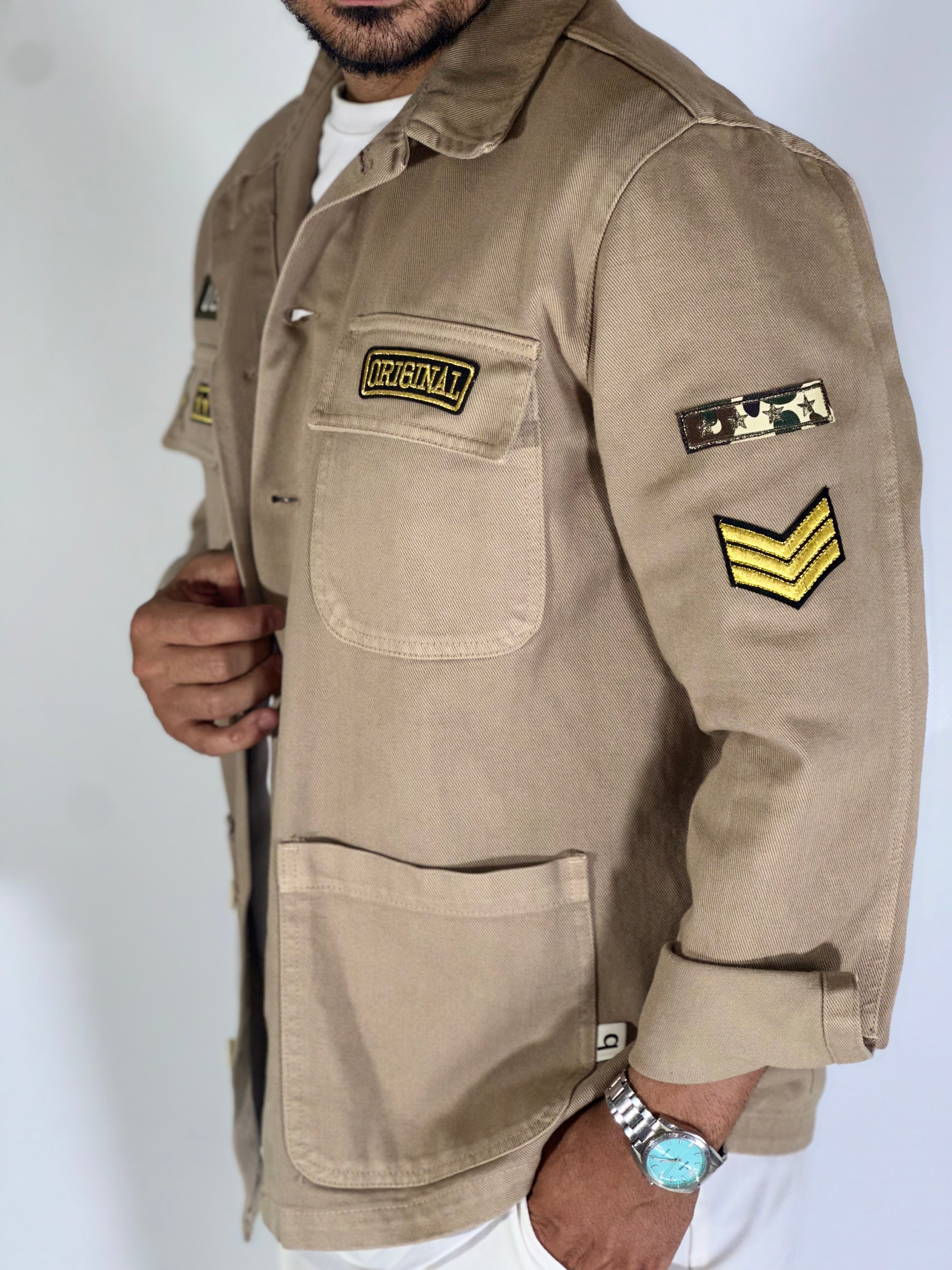 Camicione patch military beige BLKS40001