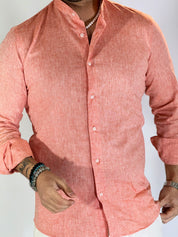Camicia migliaccio coreana lino ARANCIO