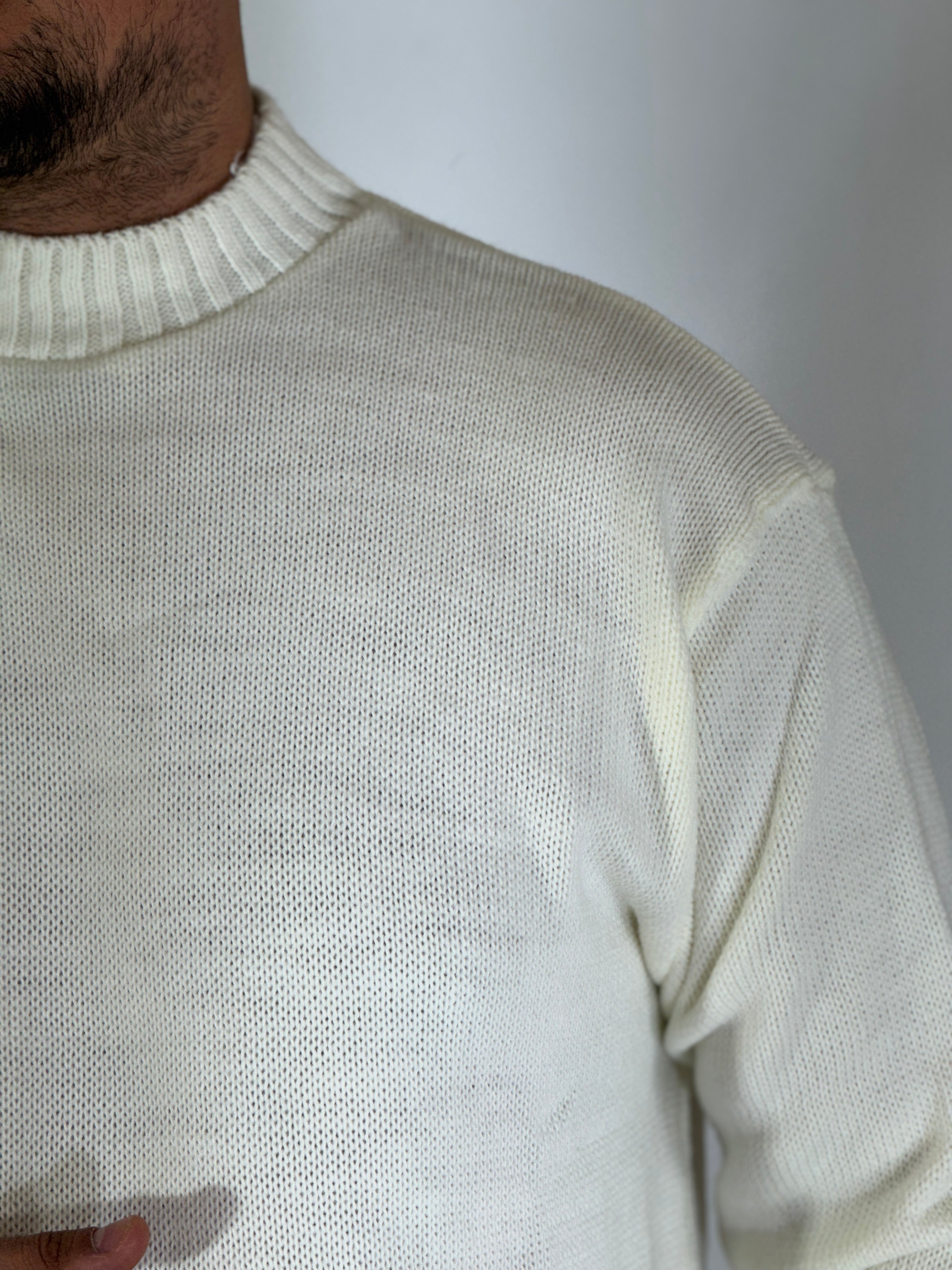 Alpha · Maglione rasato bianco