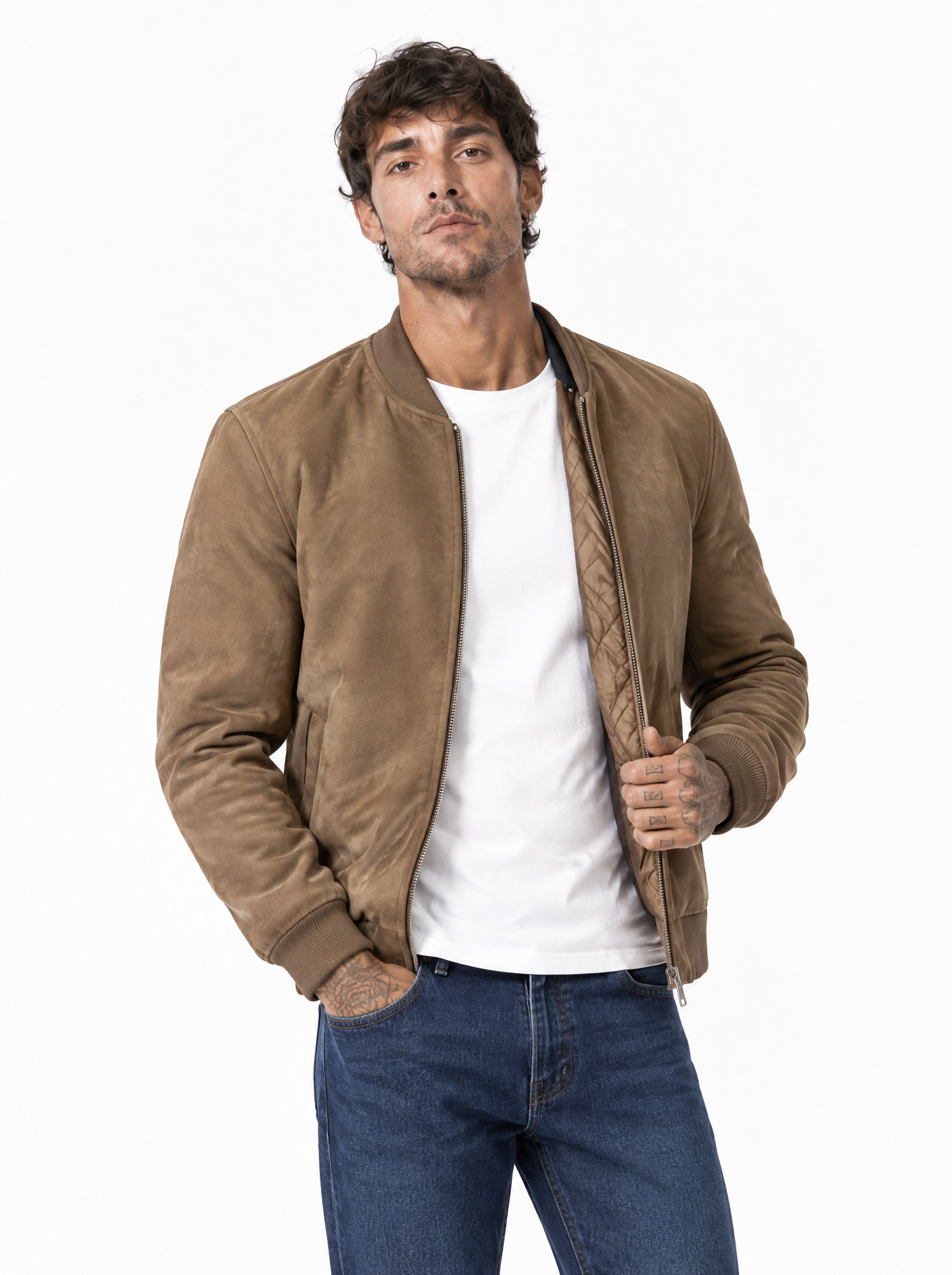 Giubbino eco-camoscio khaki ZM5302