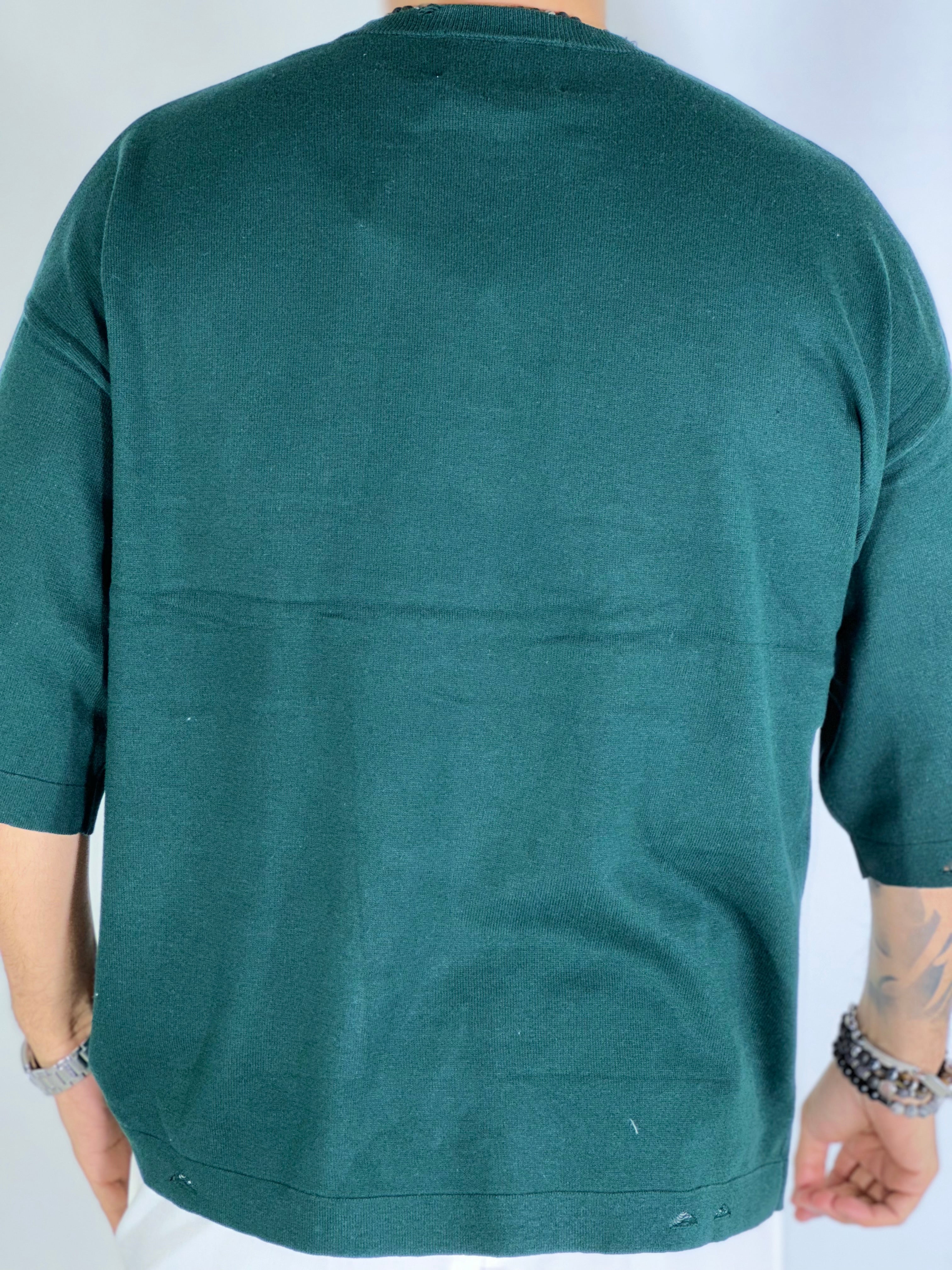 T-shirt over sfrangiata verde W86009