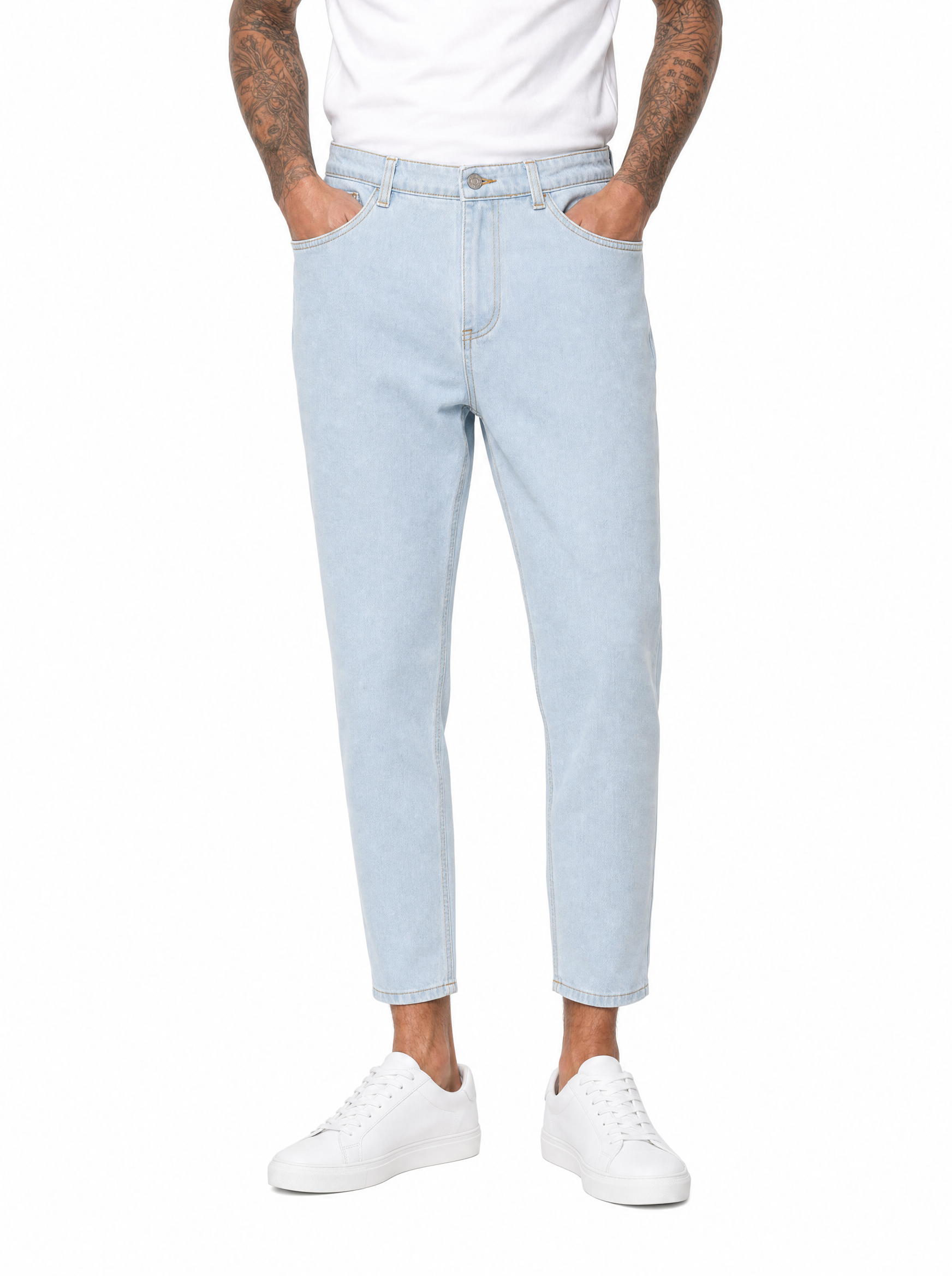 Jeans carrot fit chiaro pulito MRC10