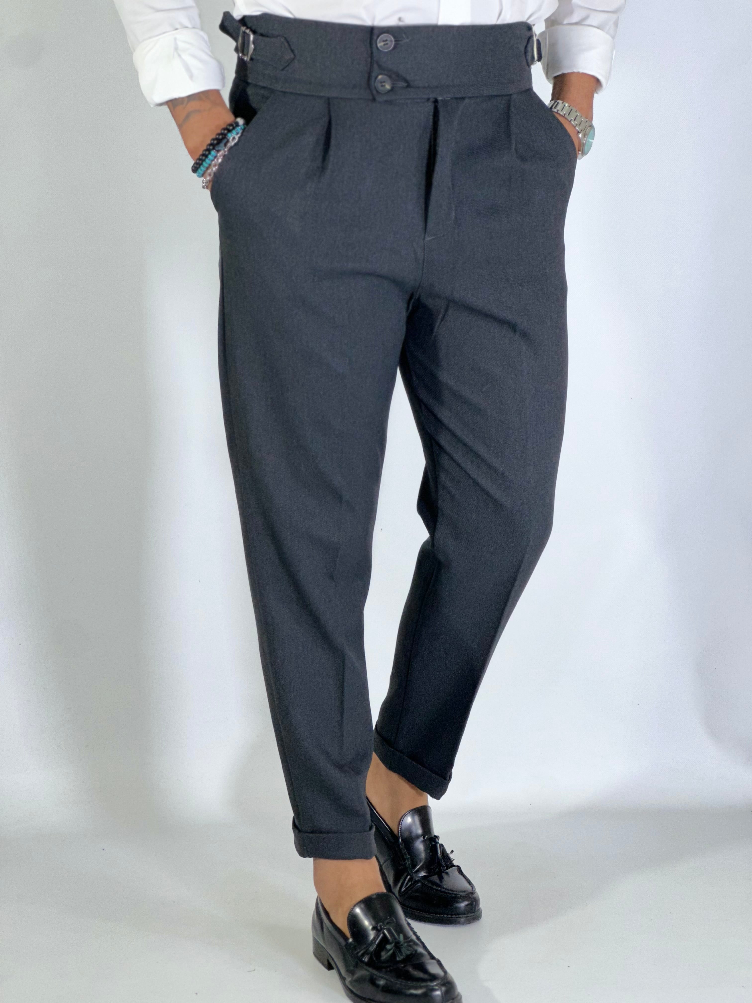 Pantalone elegante vita alta antracite PU3353