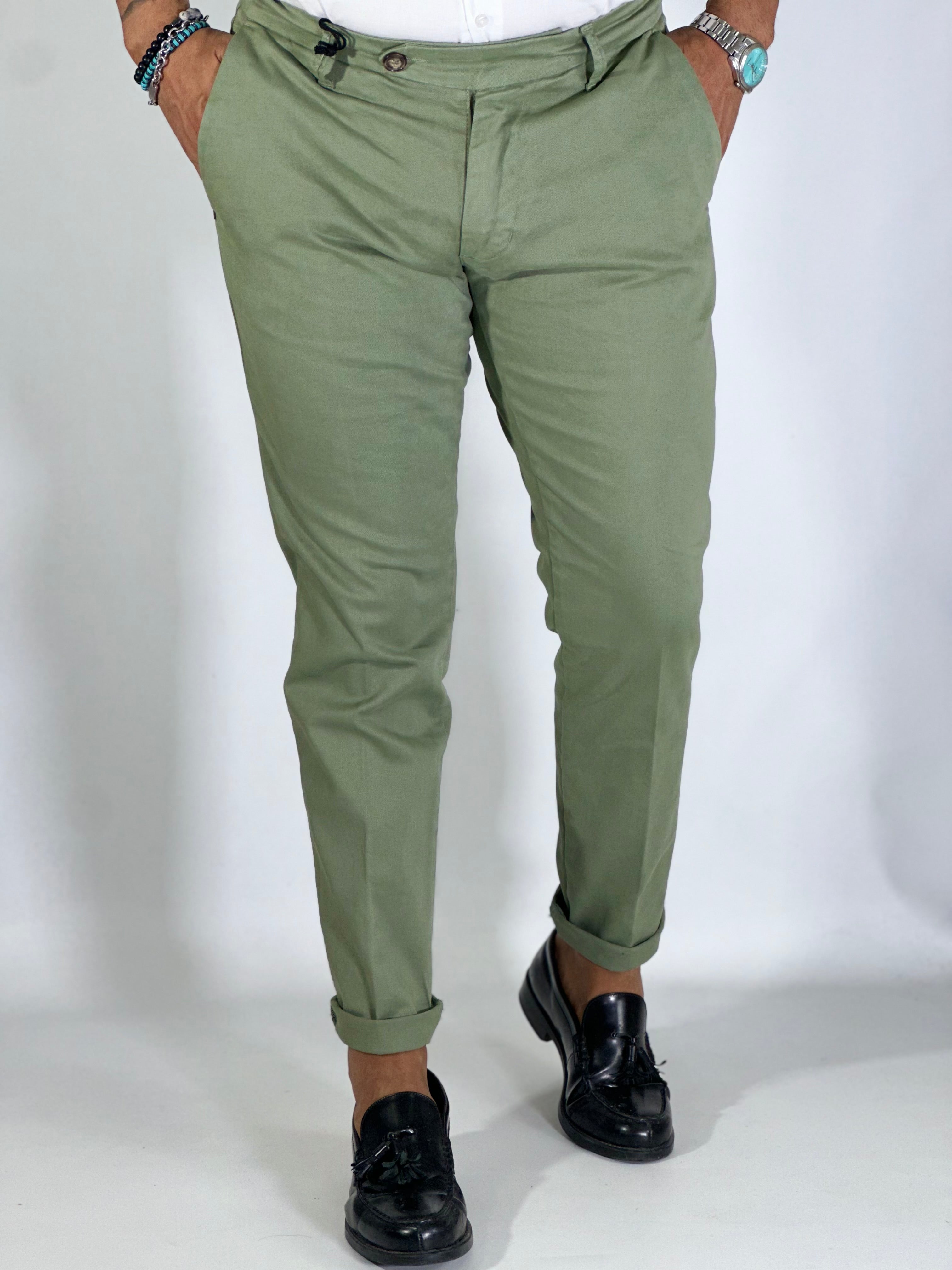 Pantalone slim capri fit verde acqua GPE400