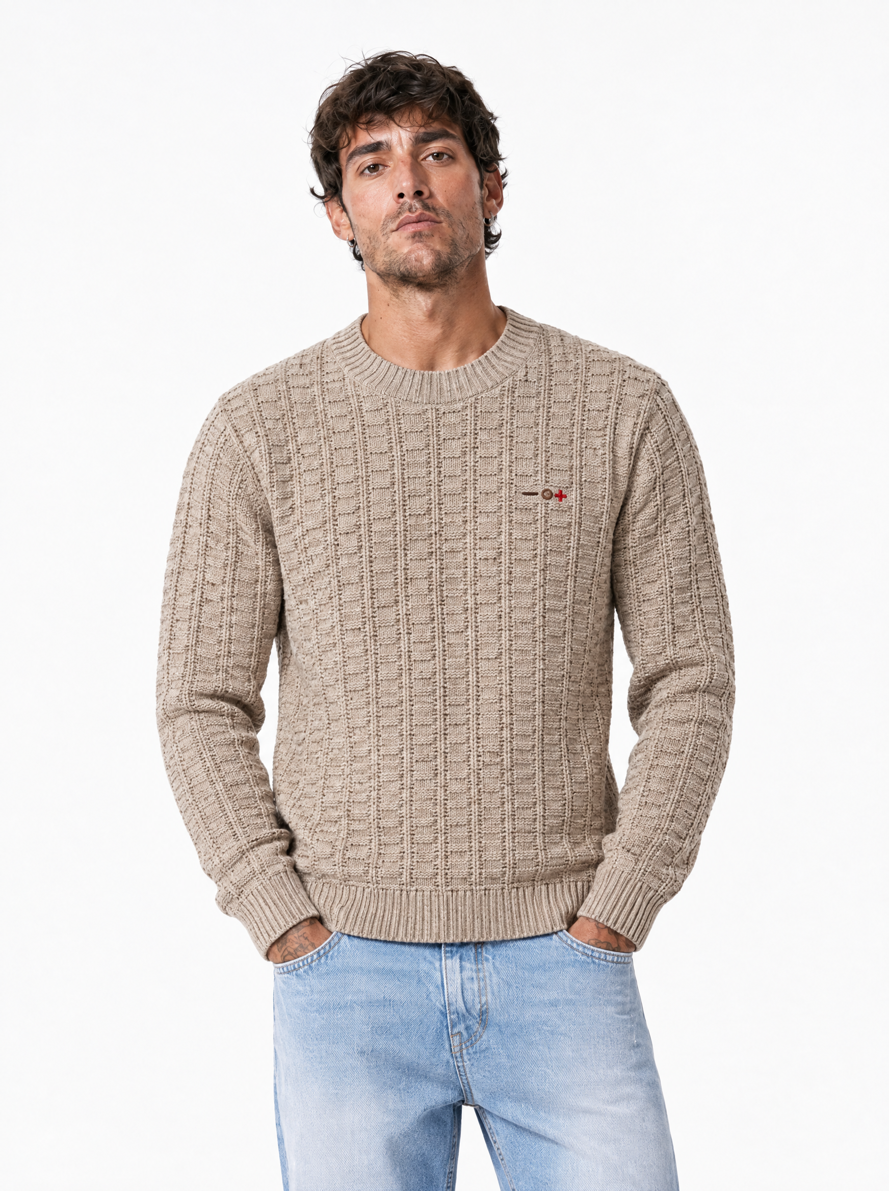 PERSEO Girocollo tramato beige