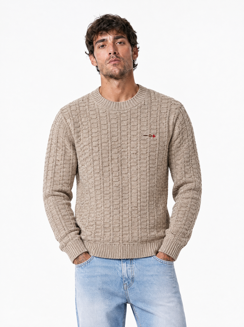 PERSEO Girocollo tramato beige
