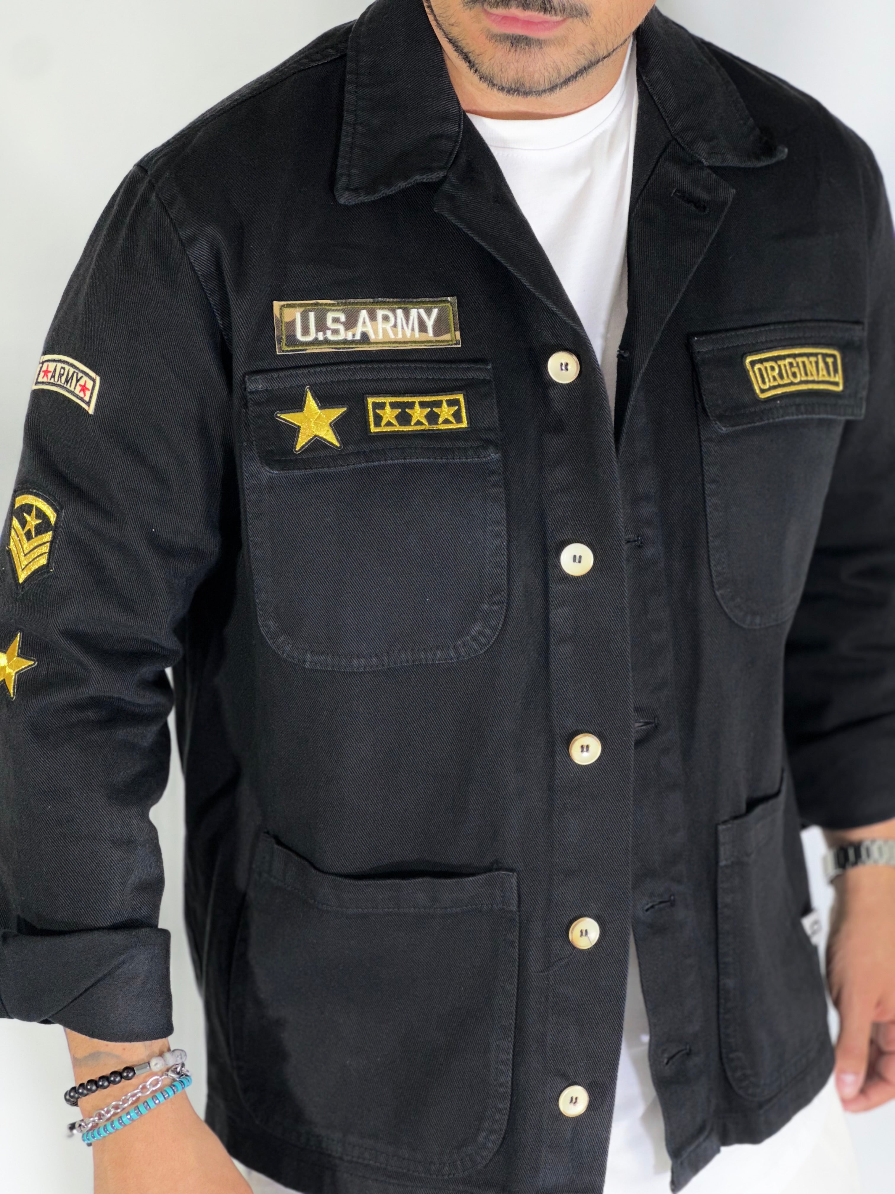 Camicione patch military nera BLKS40001