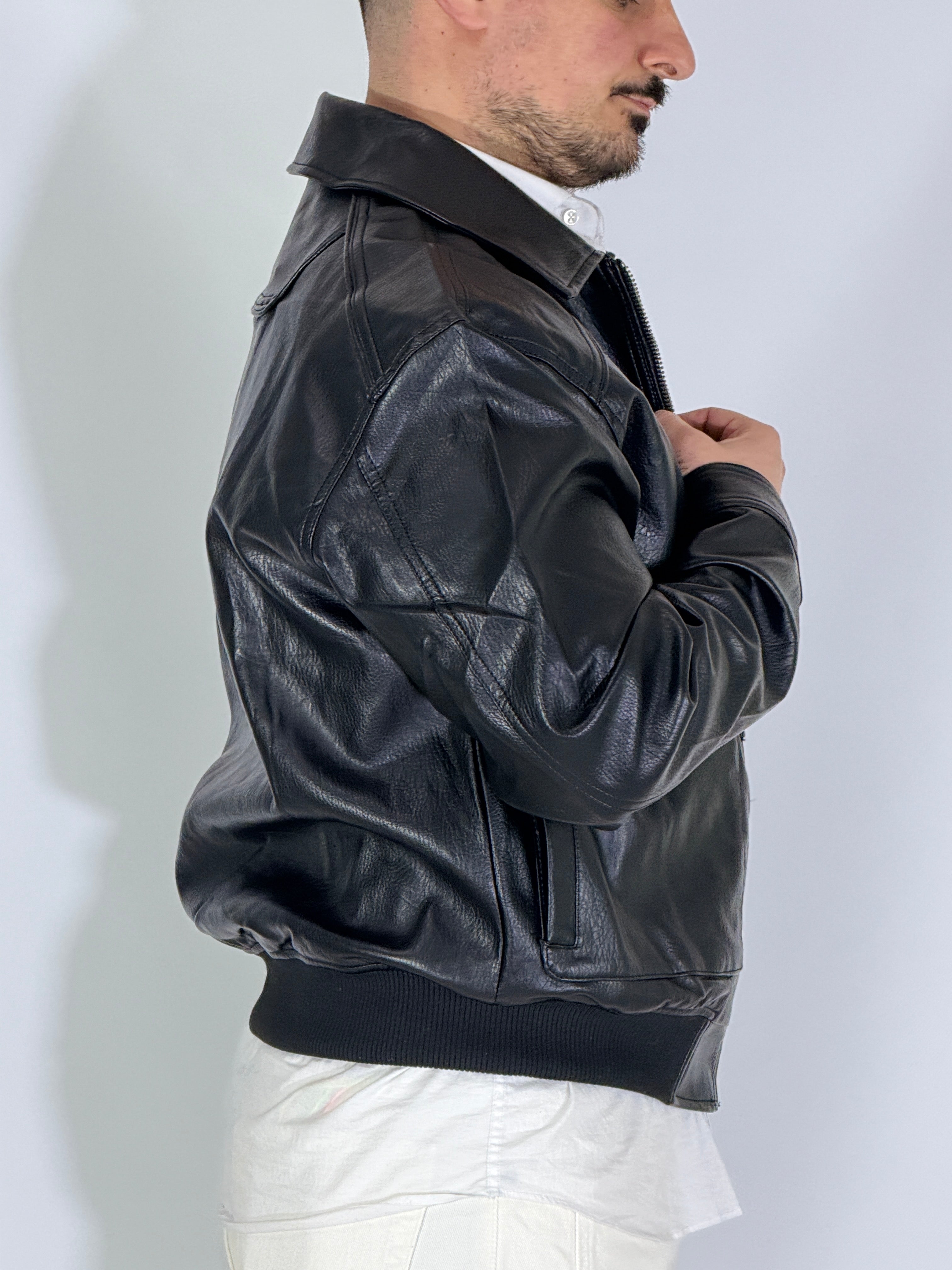 Giubbino nero eco-pelle 8926