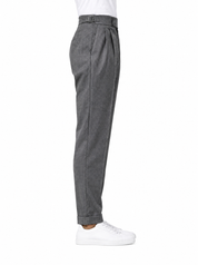 EXPLORER Pantalone vita alta con fibbie grigio
