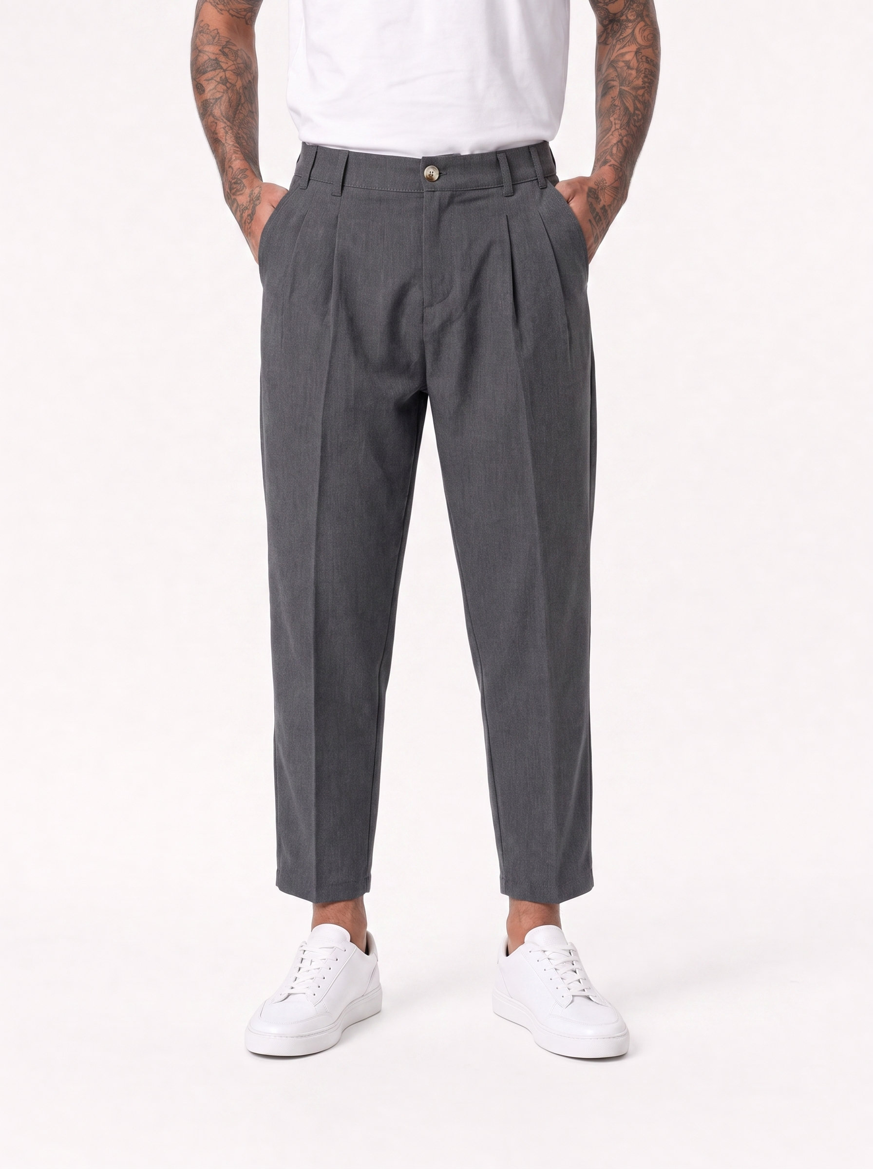 NOMAD AD45 Pantalone carrot con pince grigio scuro