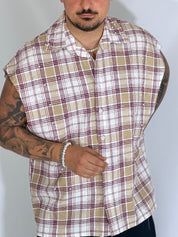 Camicia smanicata quadri moro AD1763