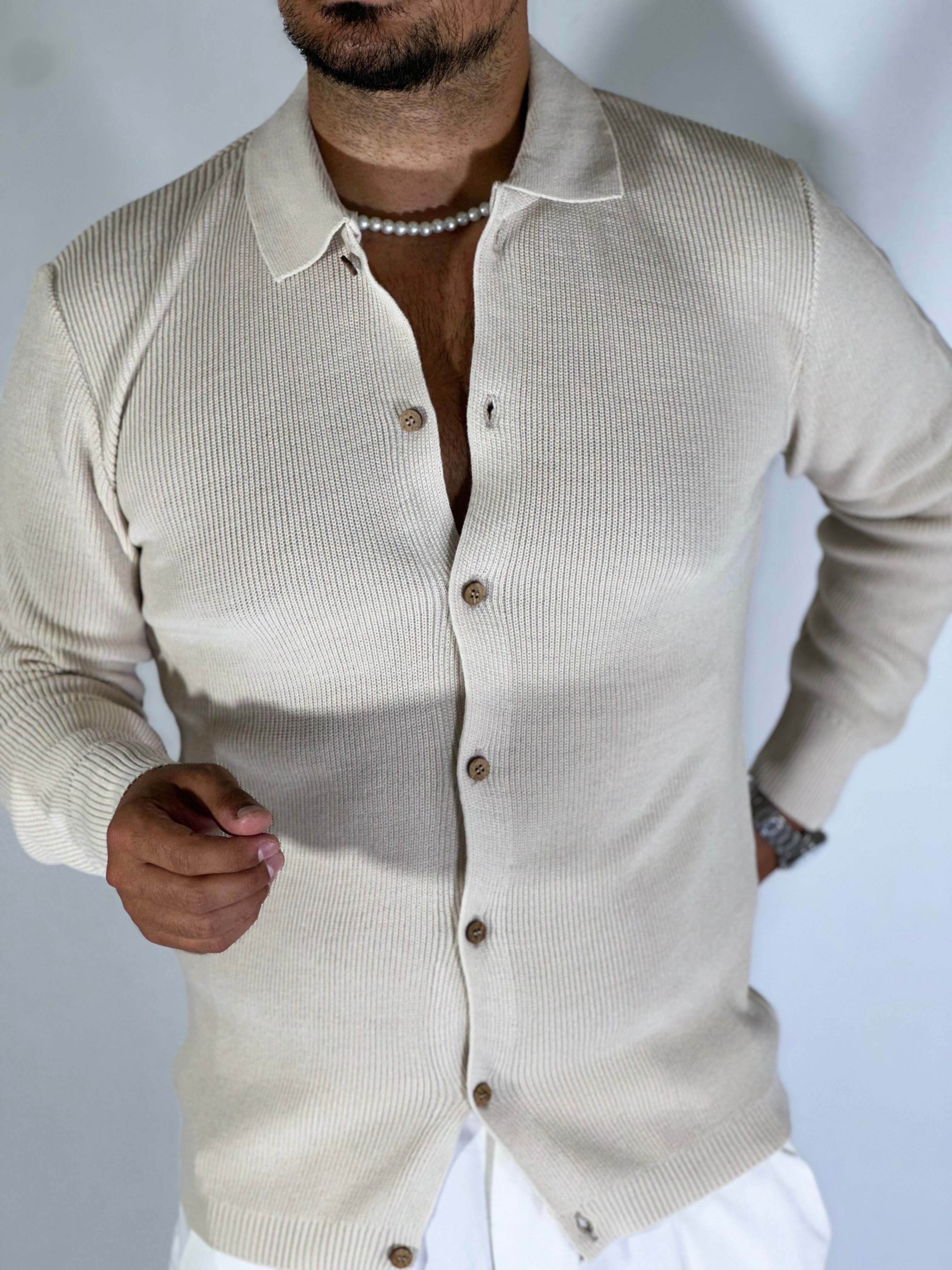 Giacca camicia crema SER122