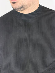 T-shirt a costine nera W86102/W86314