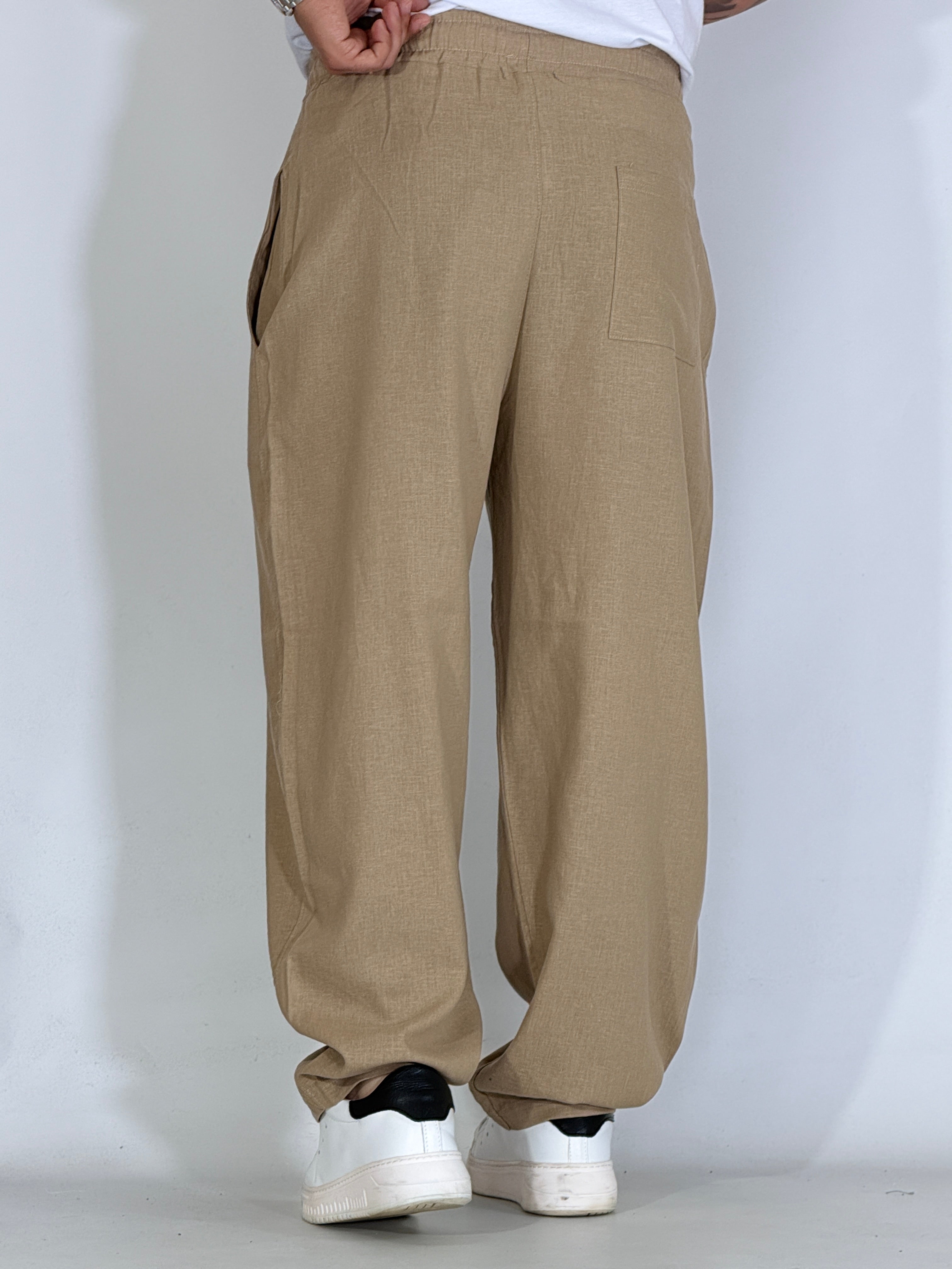 Pantalaccio in lino balloon beige KANTO