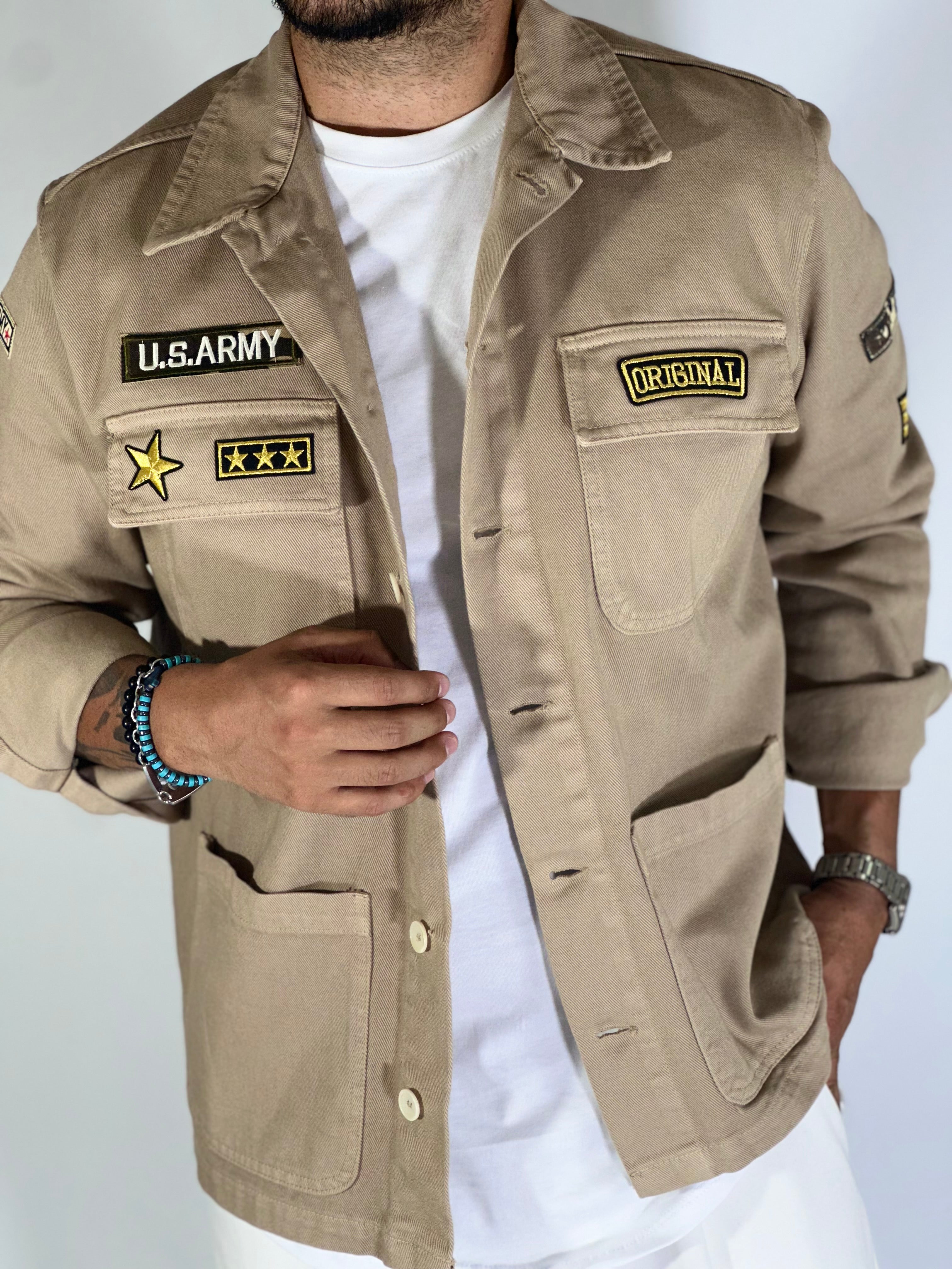 Camicione patch military beige BLKS40001