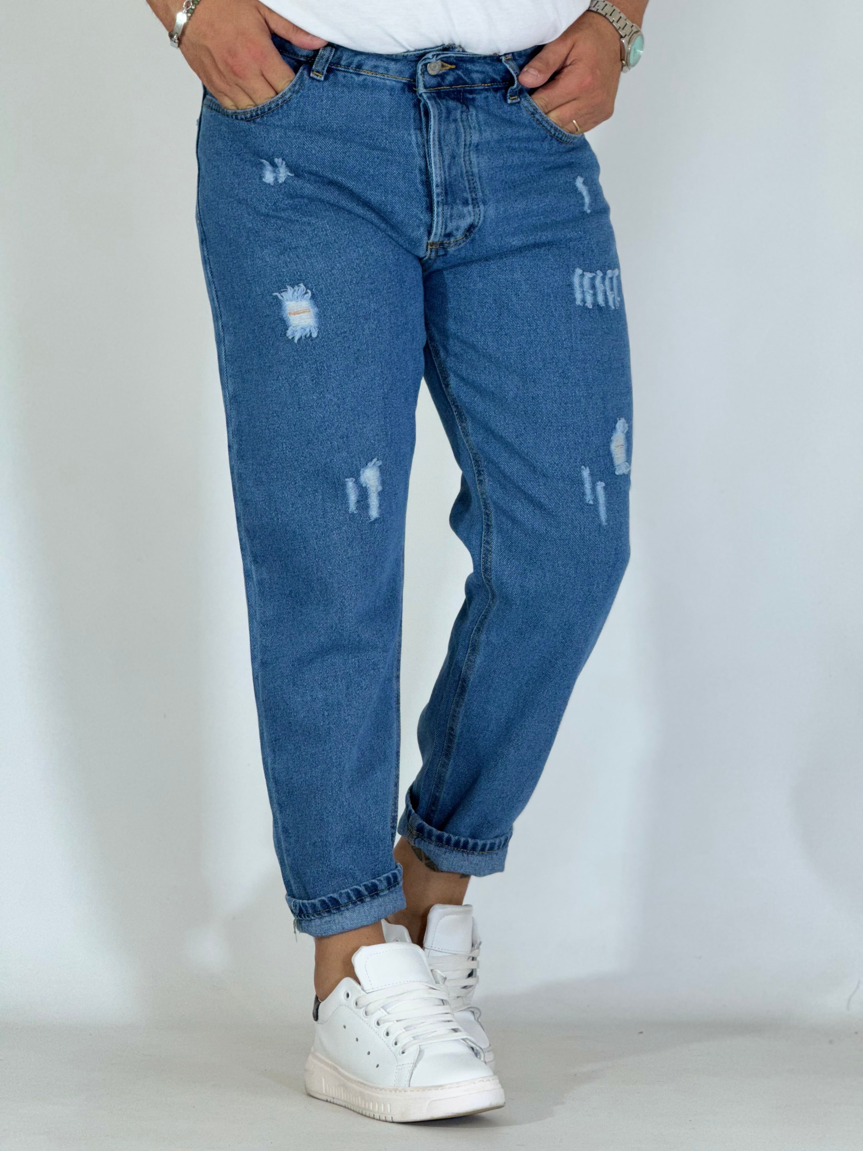 Jeans loose fit con strappi intermedio MAIORCA-3