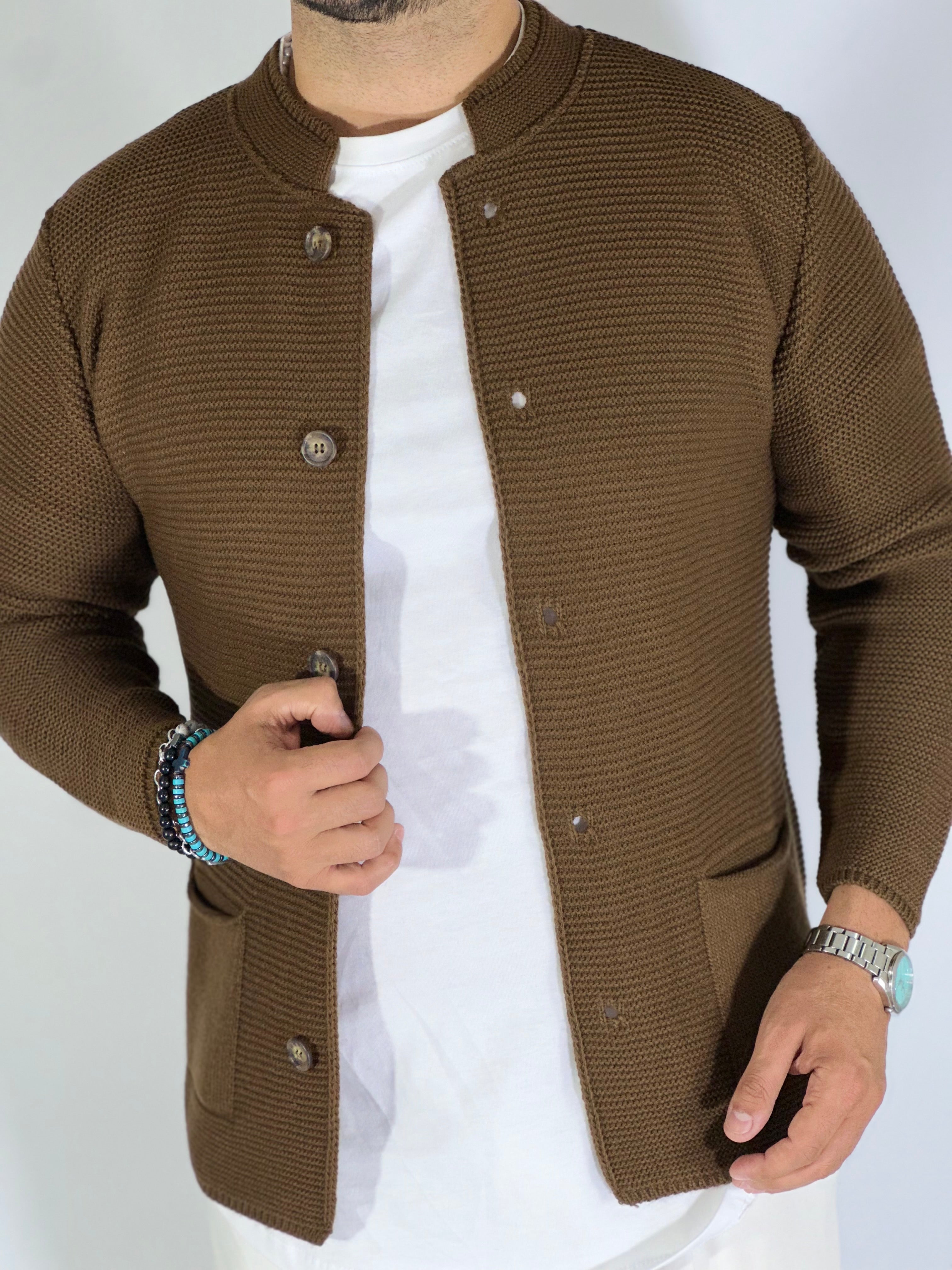 Seven · Cardigan coreano tabacco