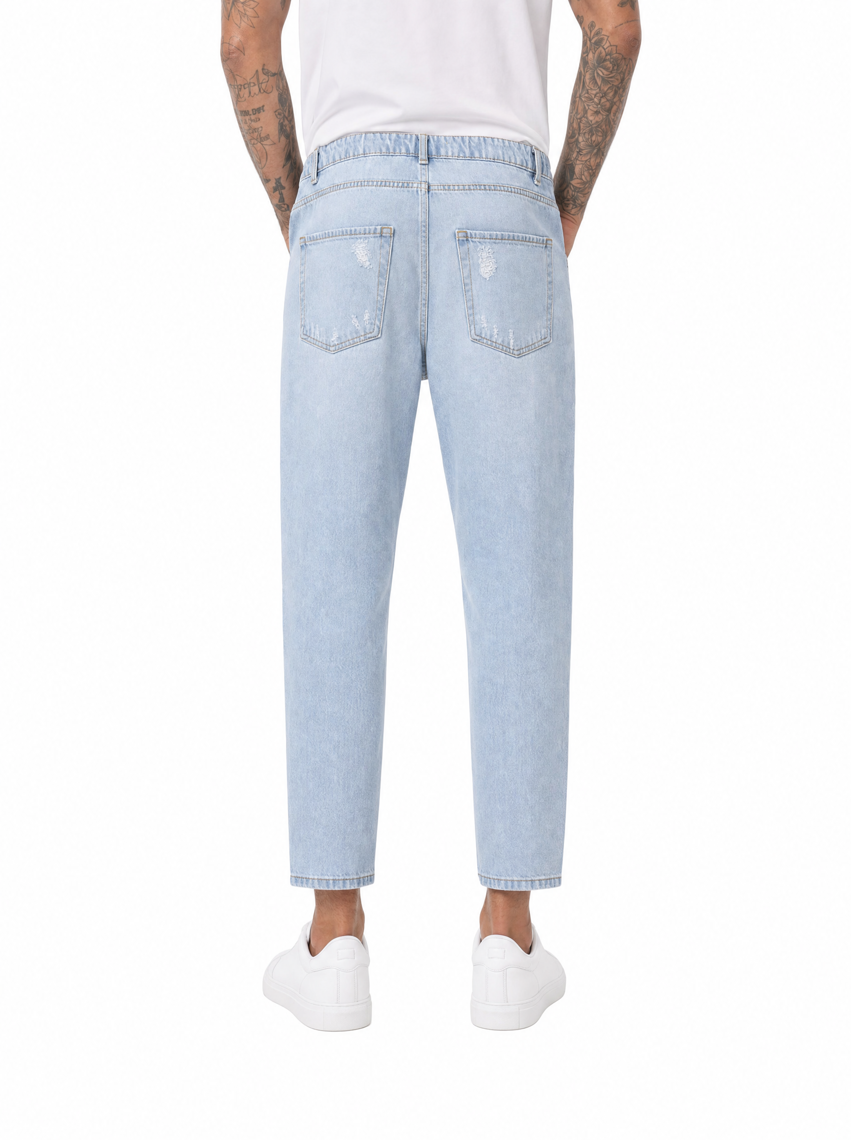 Jeans carrot fit con rotture chiaro MRC11