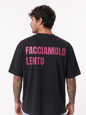 T-shirt crop lento nera/rosa 41848