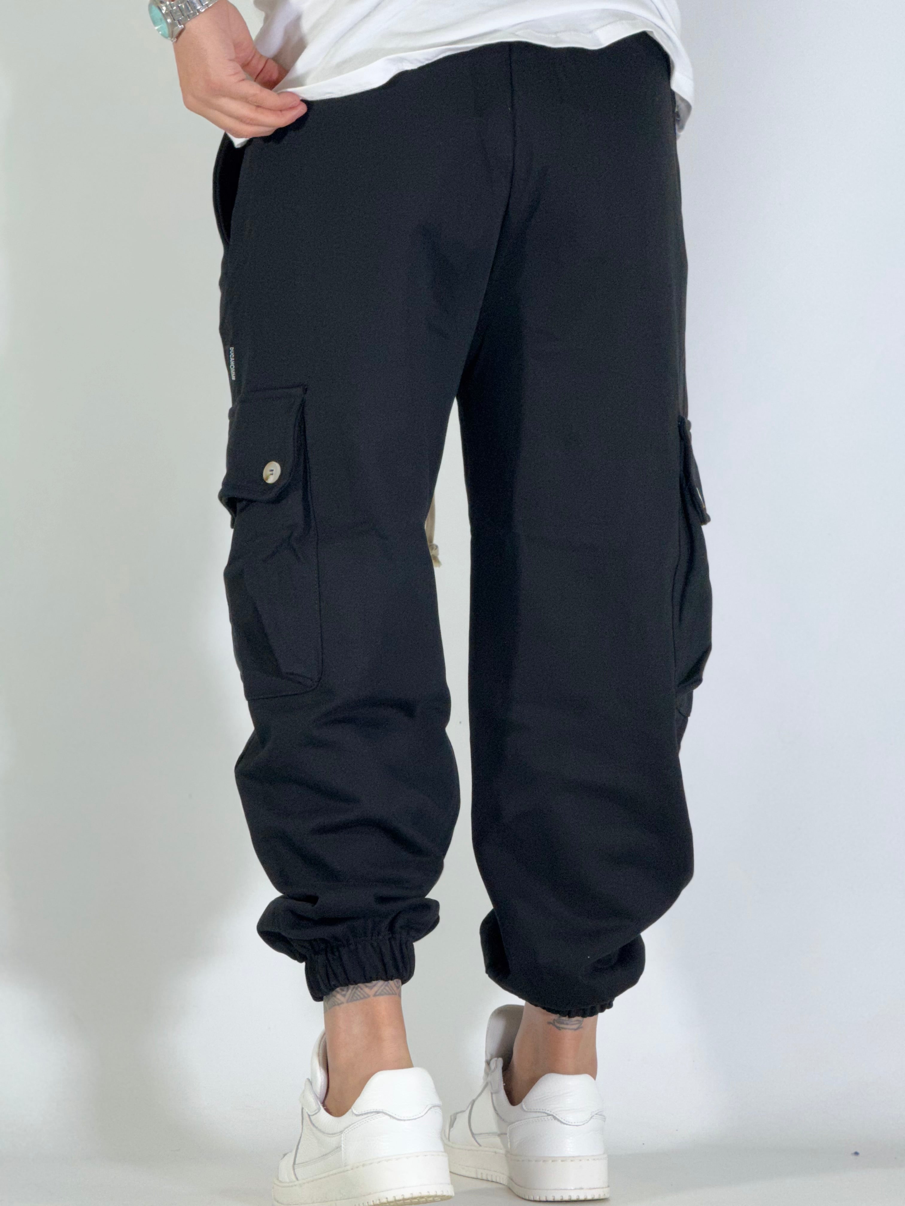 Pantalone tuta estivo cargo nero DC017301