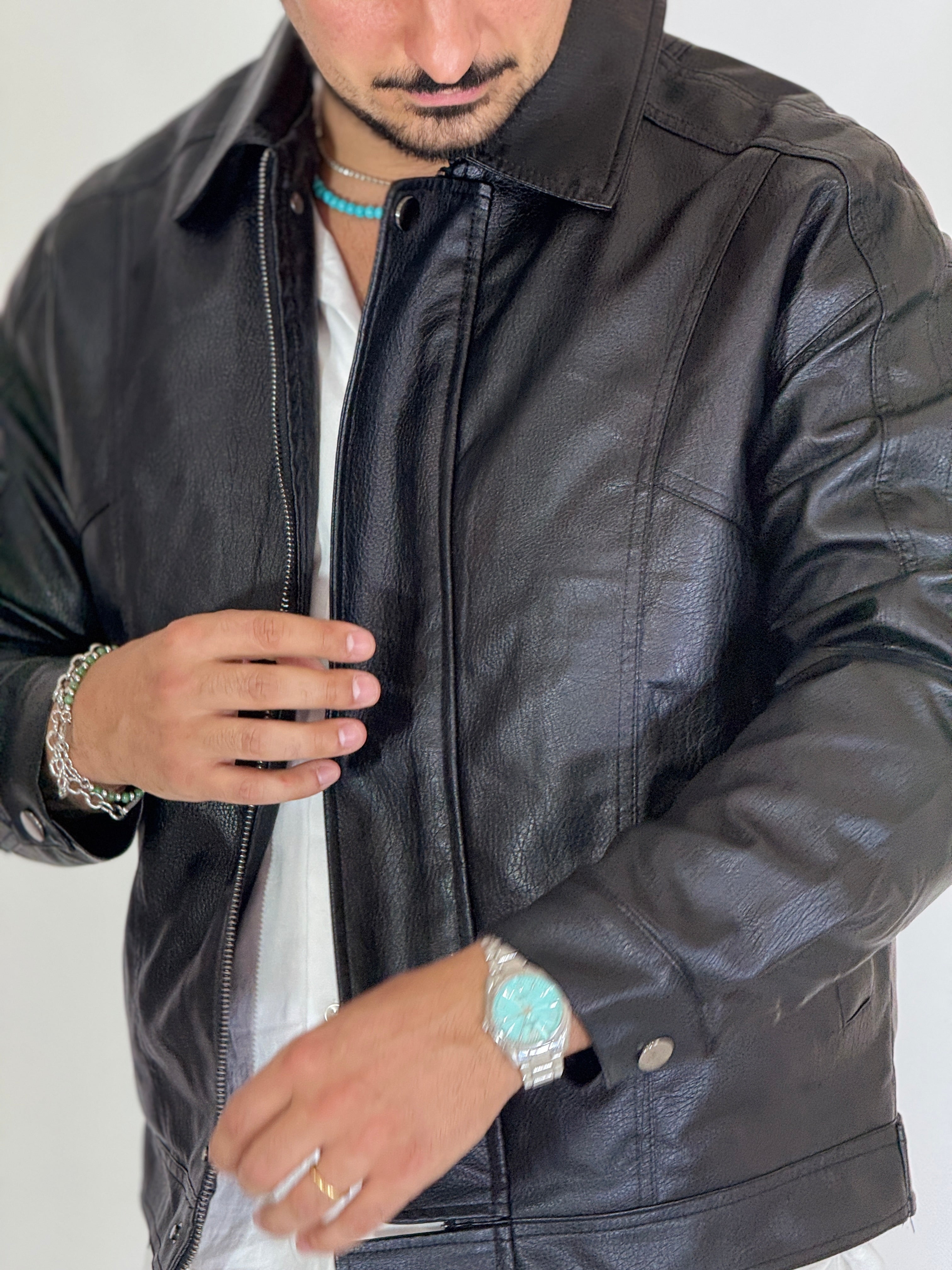 Giubbino eco-pelle nero 88510-9