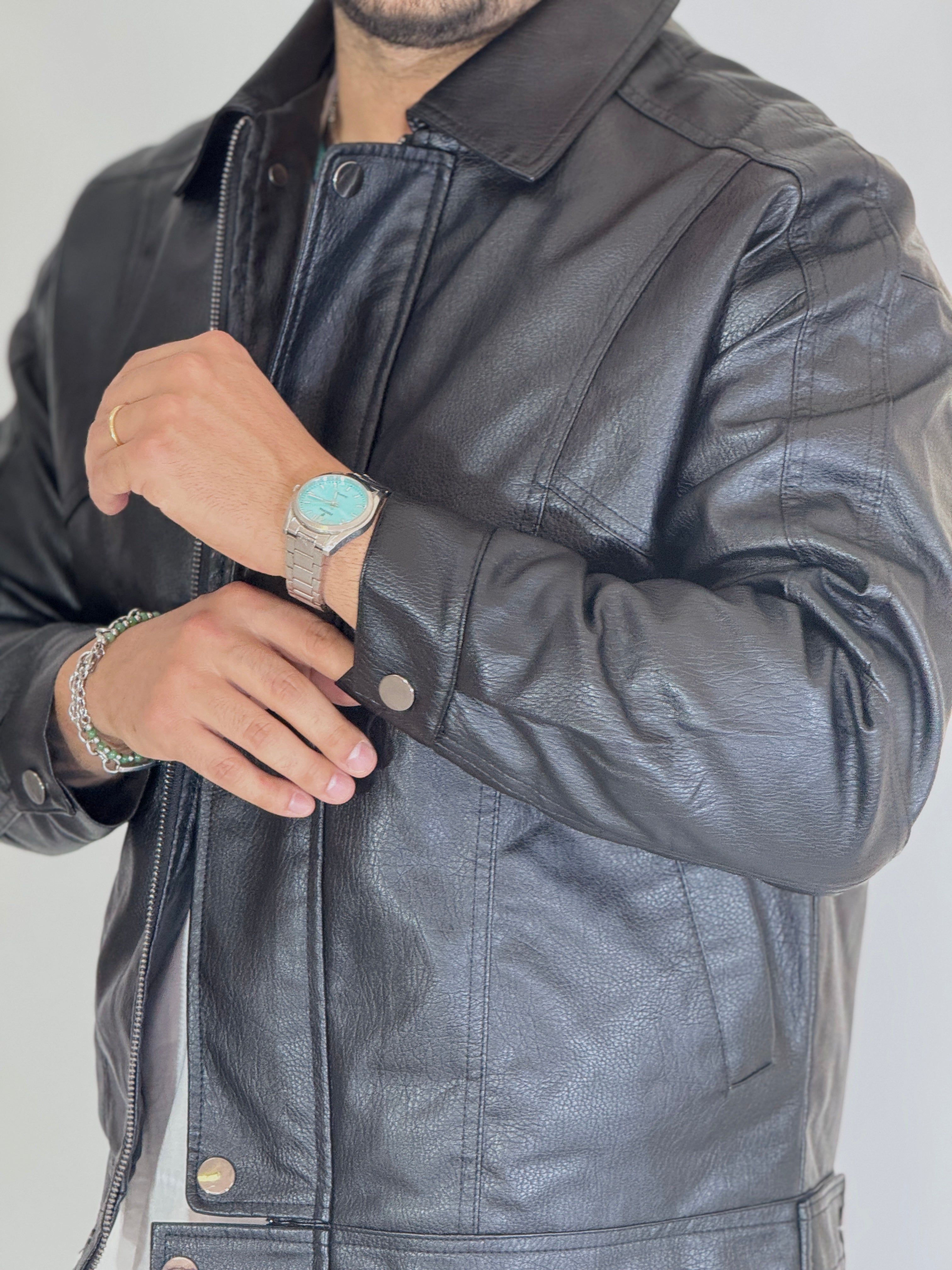 Giubbino eco-pelle nero 88510-9