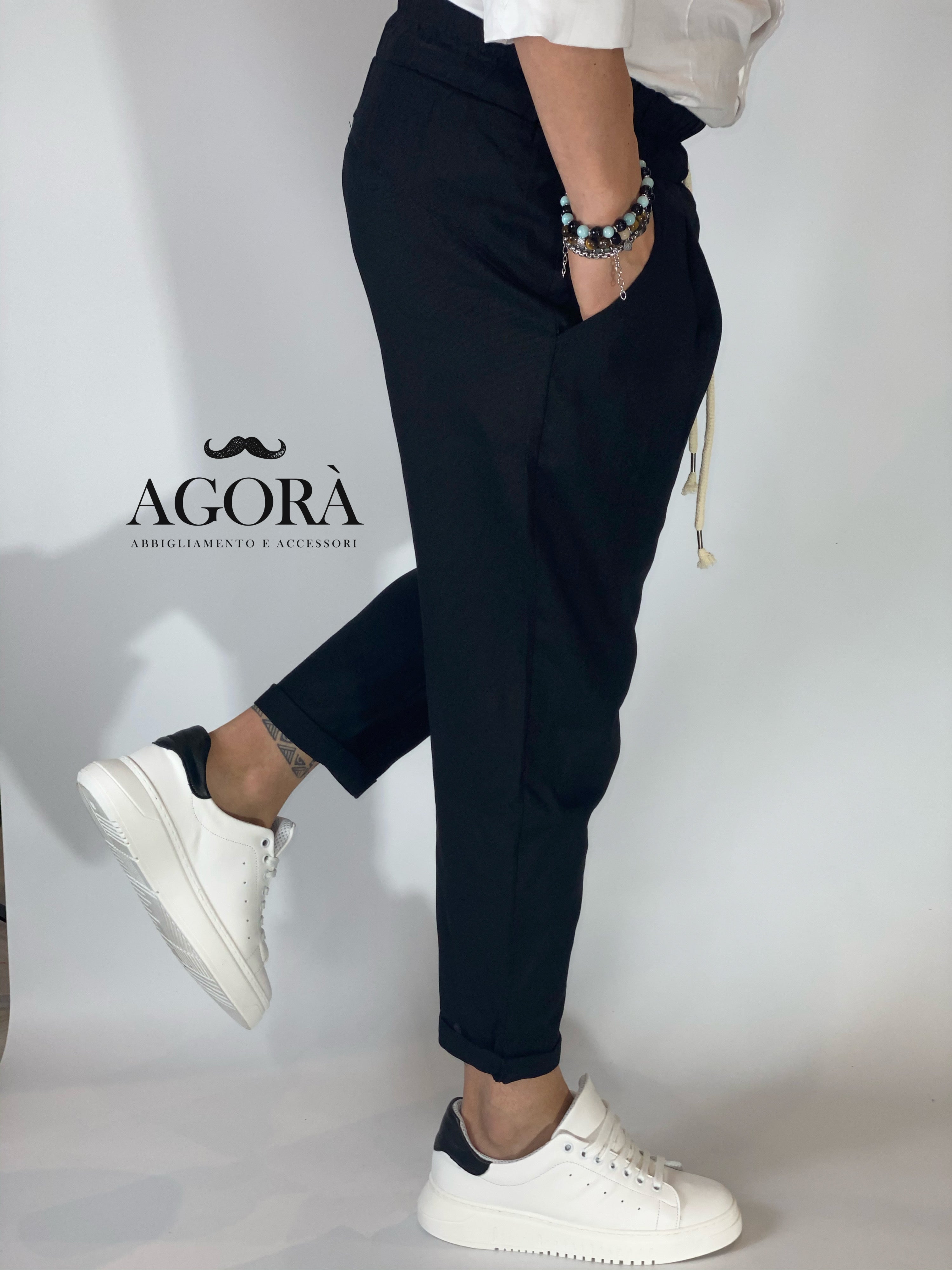 Pantalaccio in lino nero DC5000