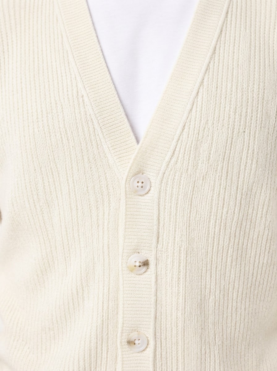 DAMON Cardigan basic a costine panna