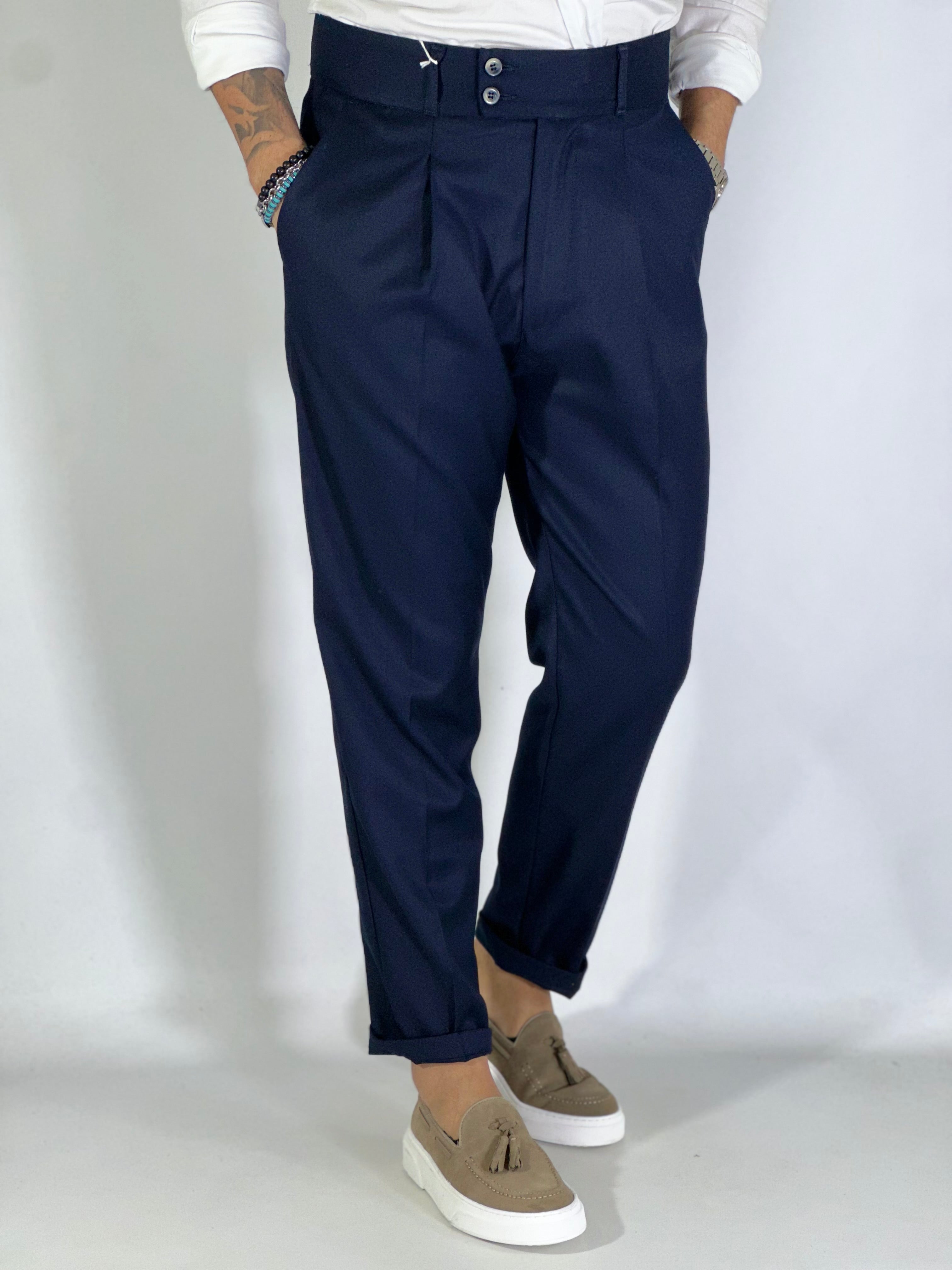 Pantalone vita alta migliaccio blu tennesse