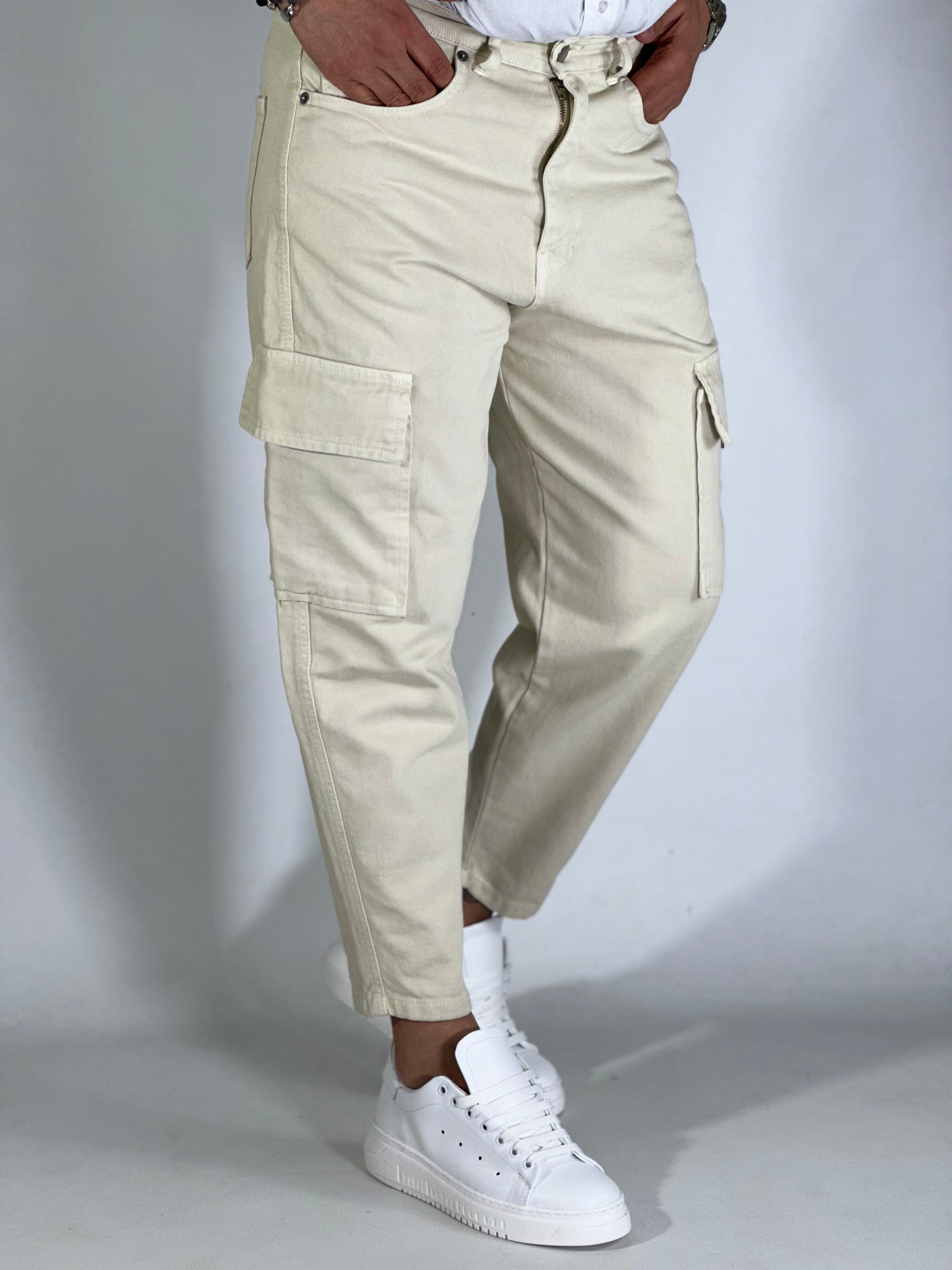 Pantalone loose fit cargo beige GA/0424