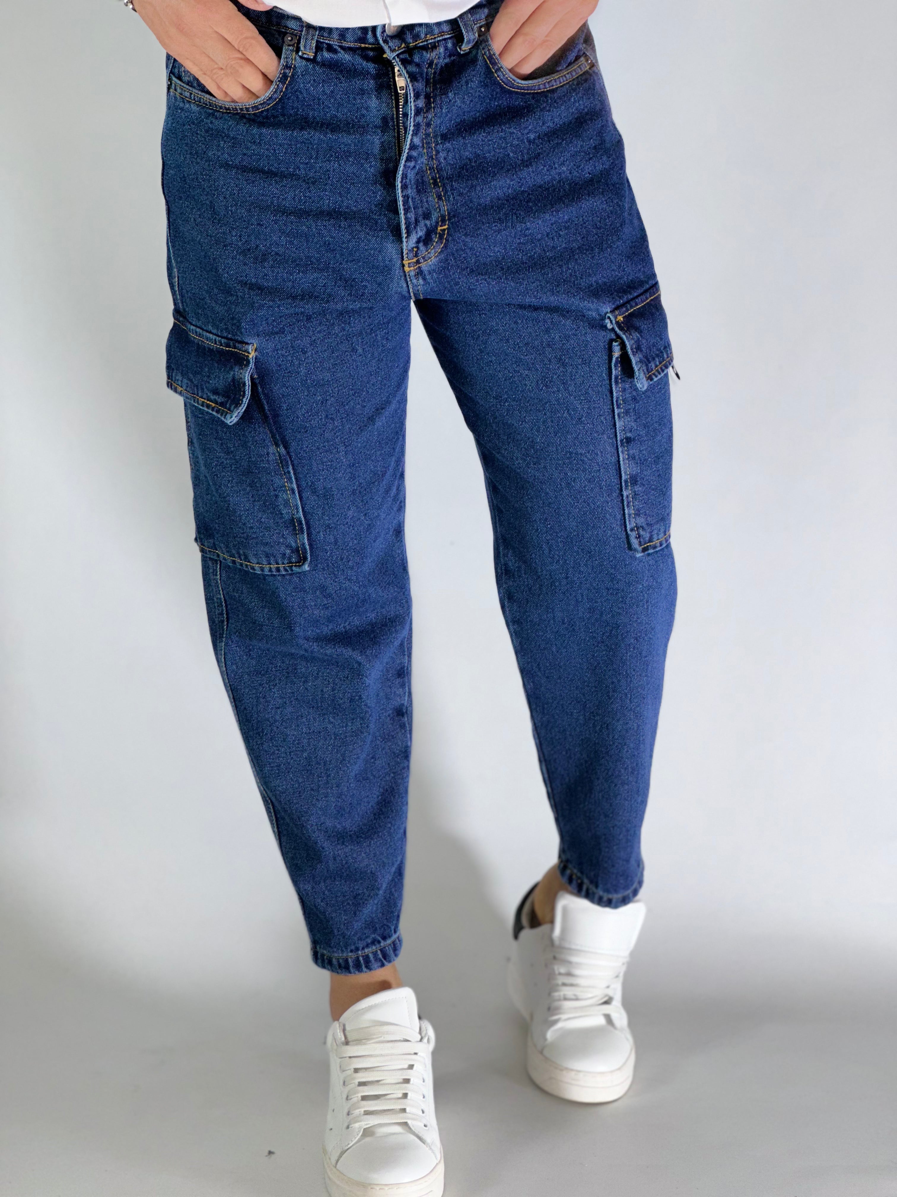 Jeans loose fit cargo scuro GA/0224