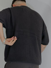 T-shirt serafino a costine nero VIP972A