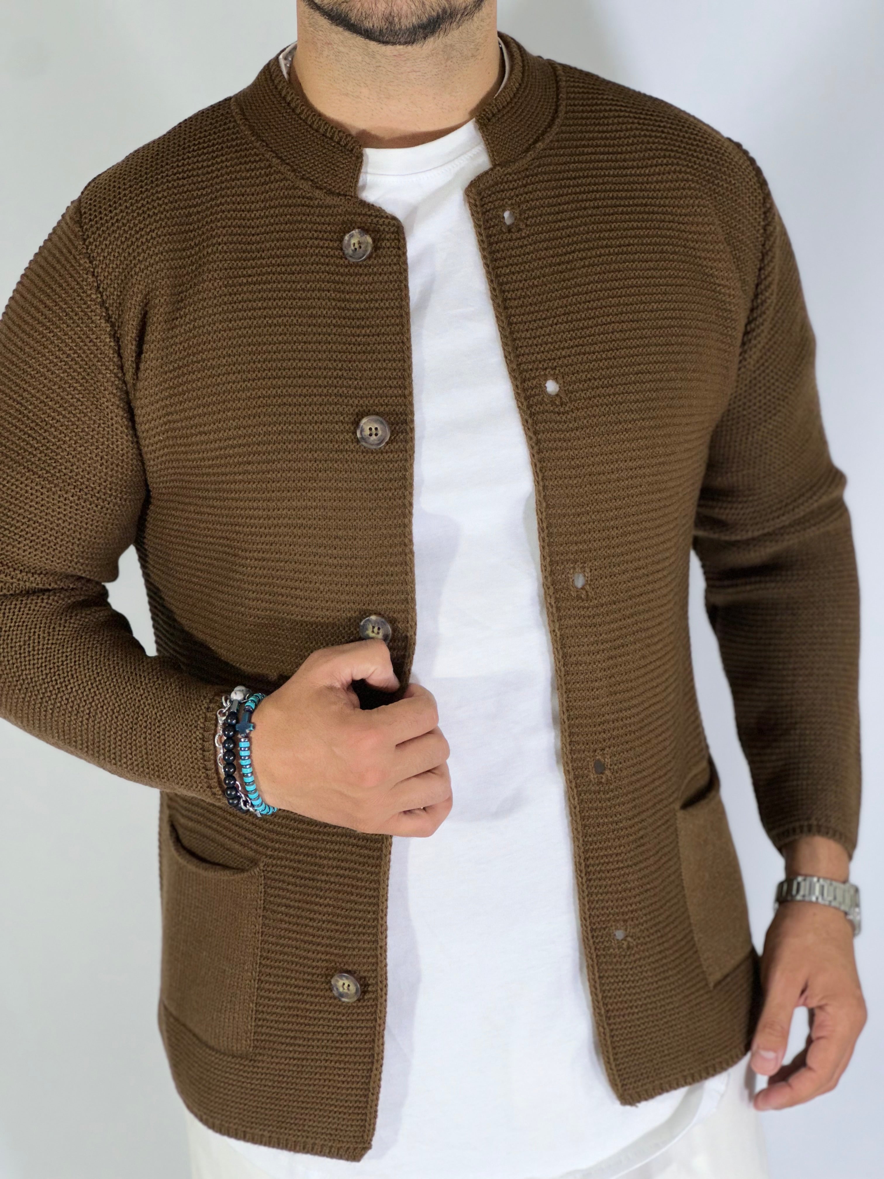 Seven · Cardigan coreano tabacco