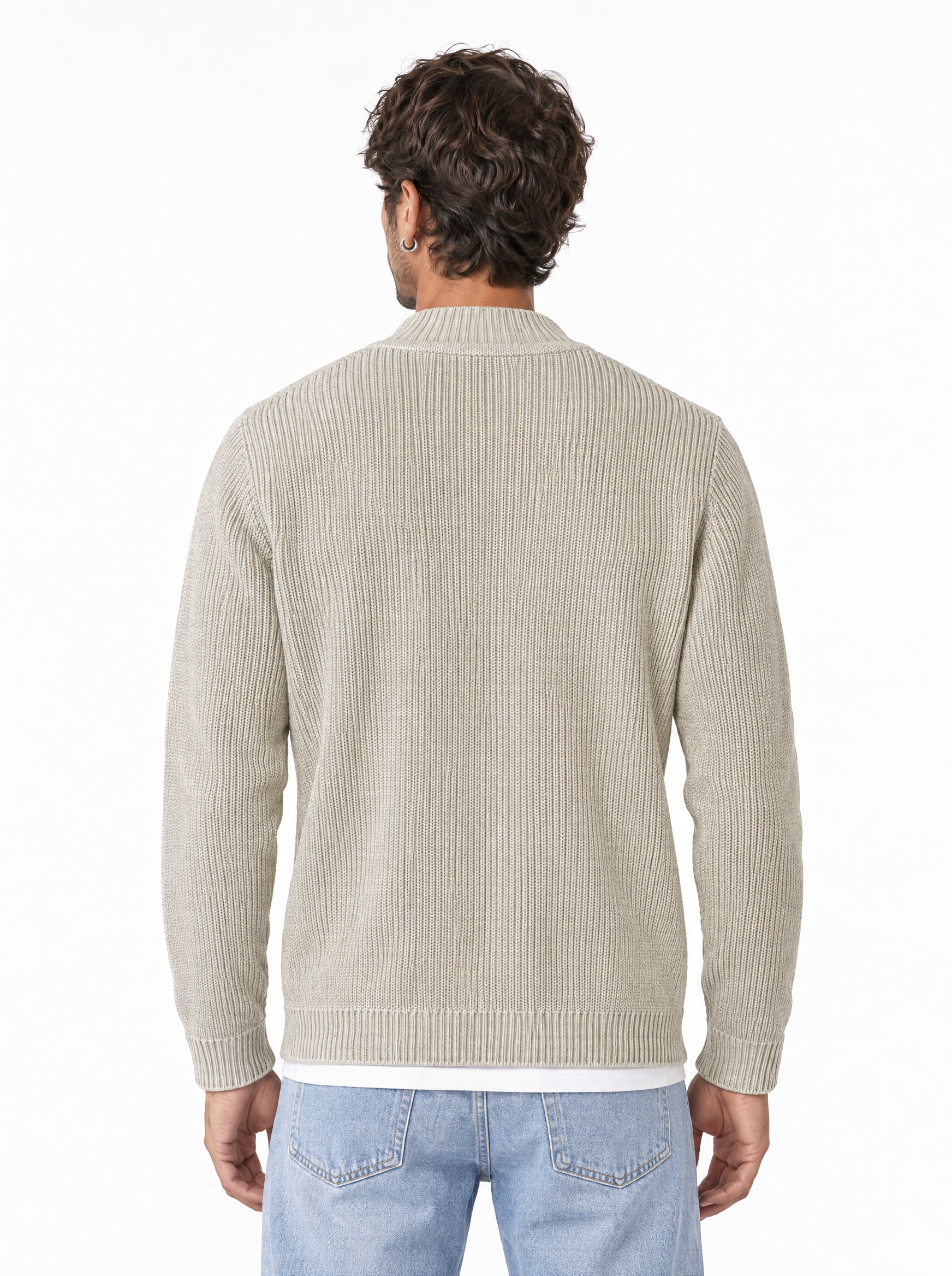 DAMON Cardigan basic a costine avorio