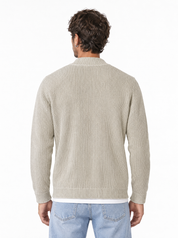 DAMON Cardigan basic a costine avorio