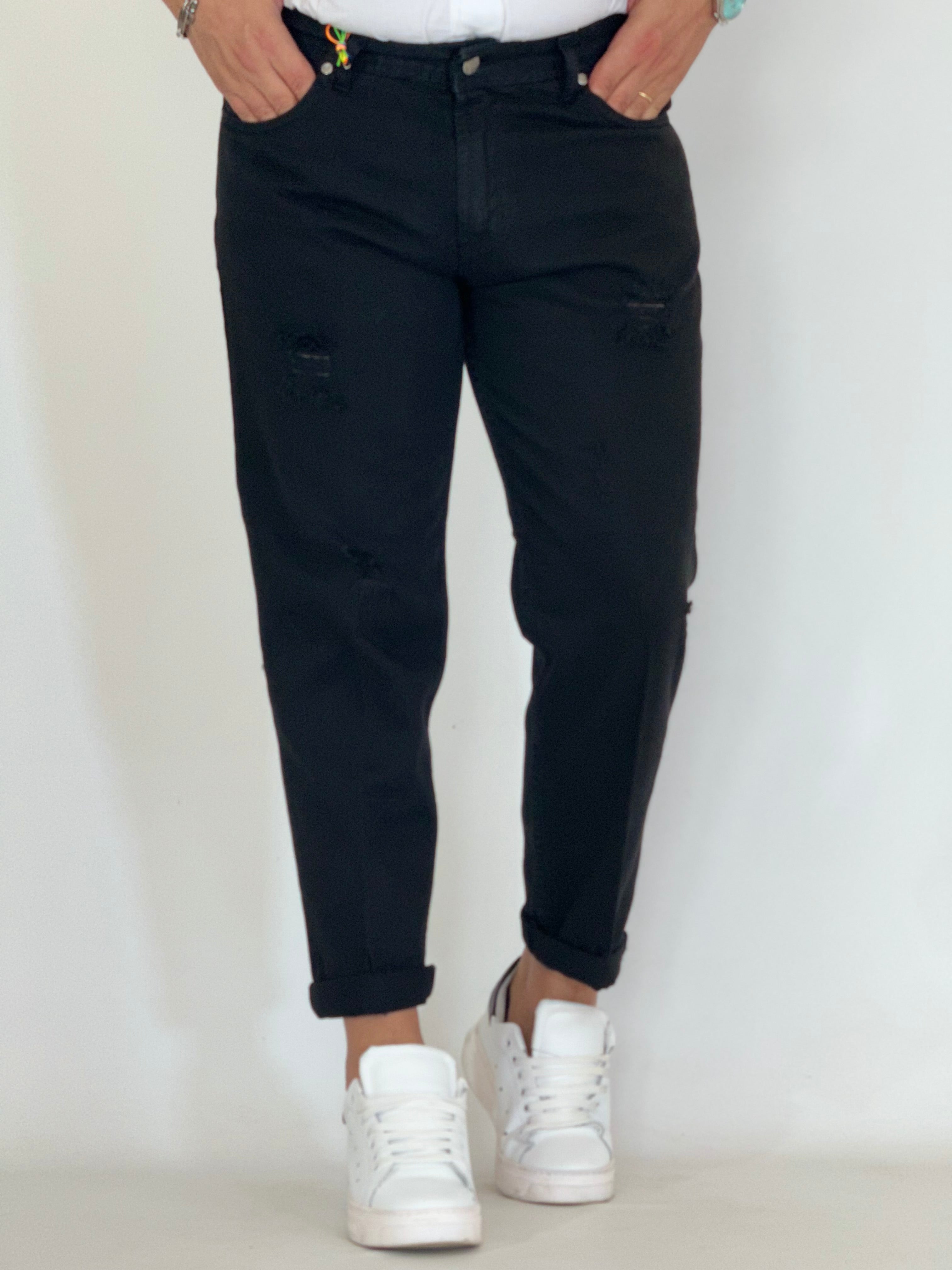 Pantalone loose fit nero 6227