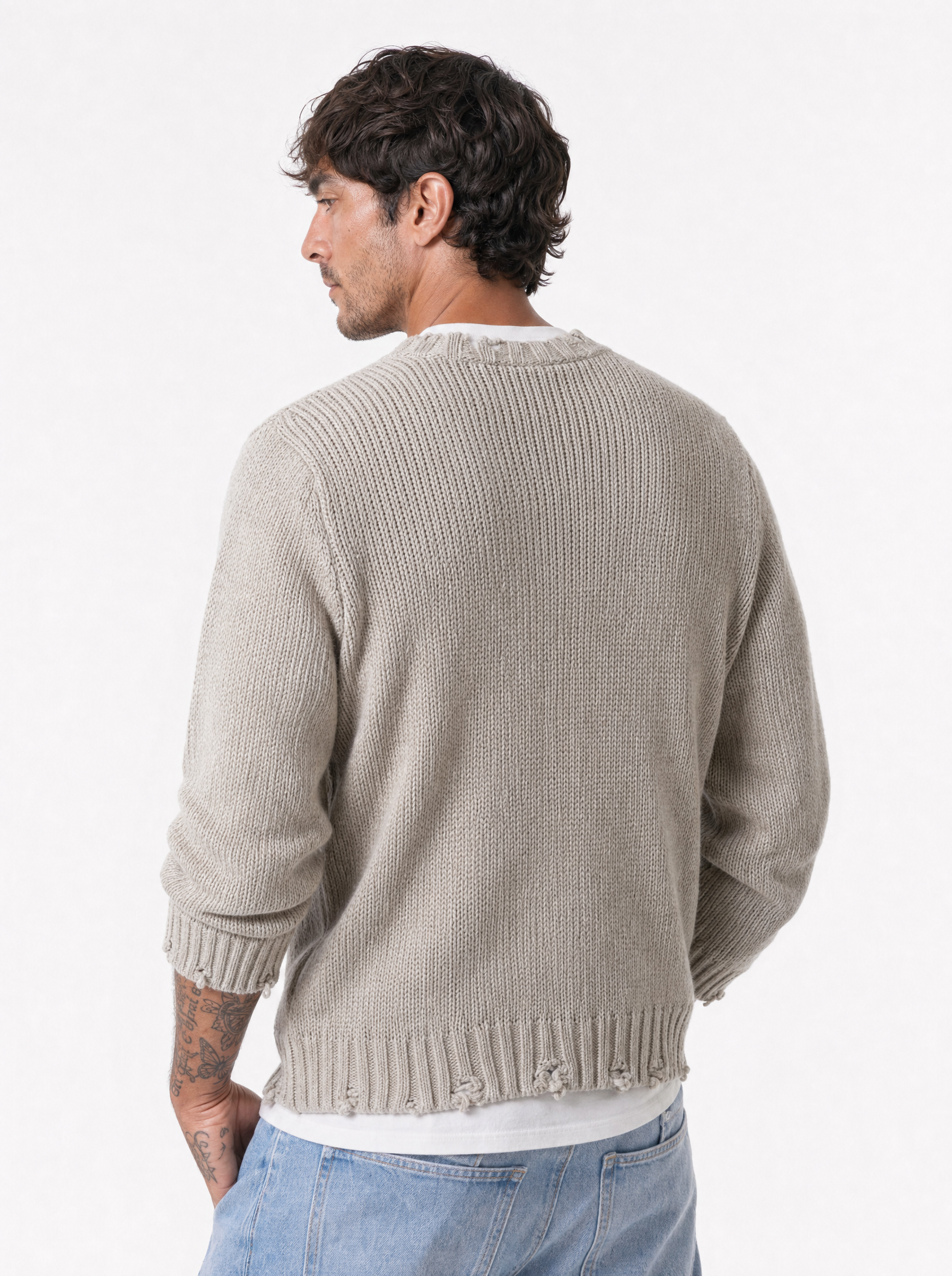 PIGNASECCA Girocollo con rotture beige
