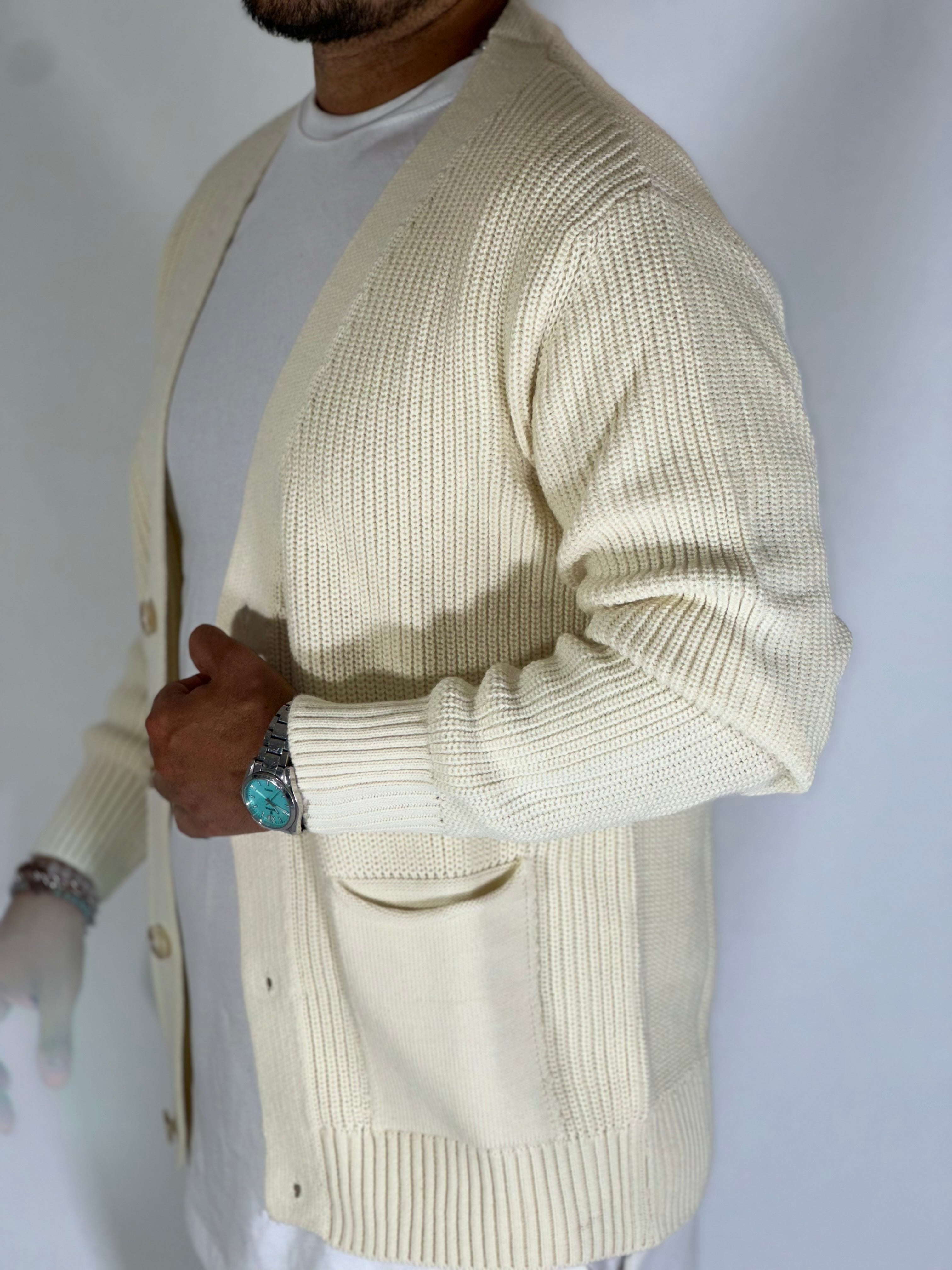 Cardigan con tasche beige PHC/019