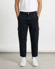 Pantalone loose fit cargo nero HARLEM