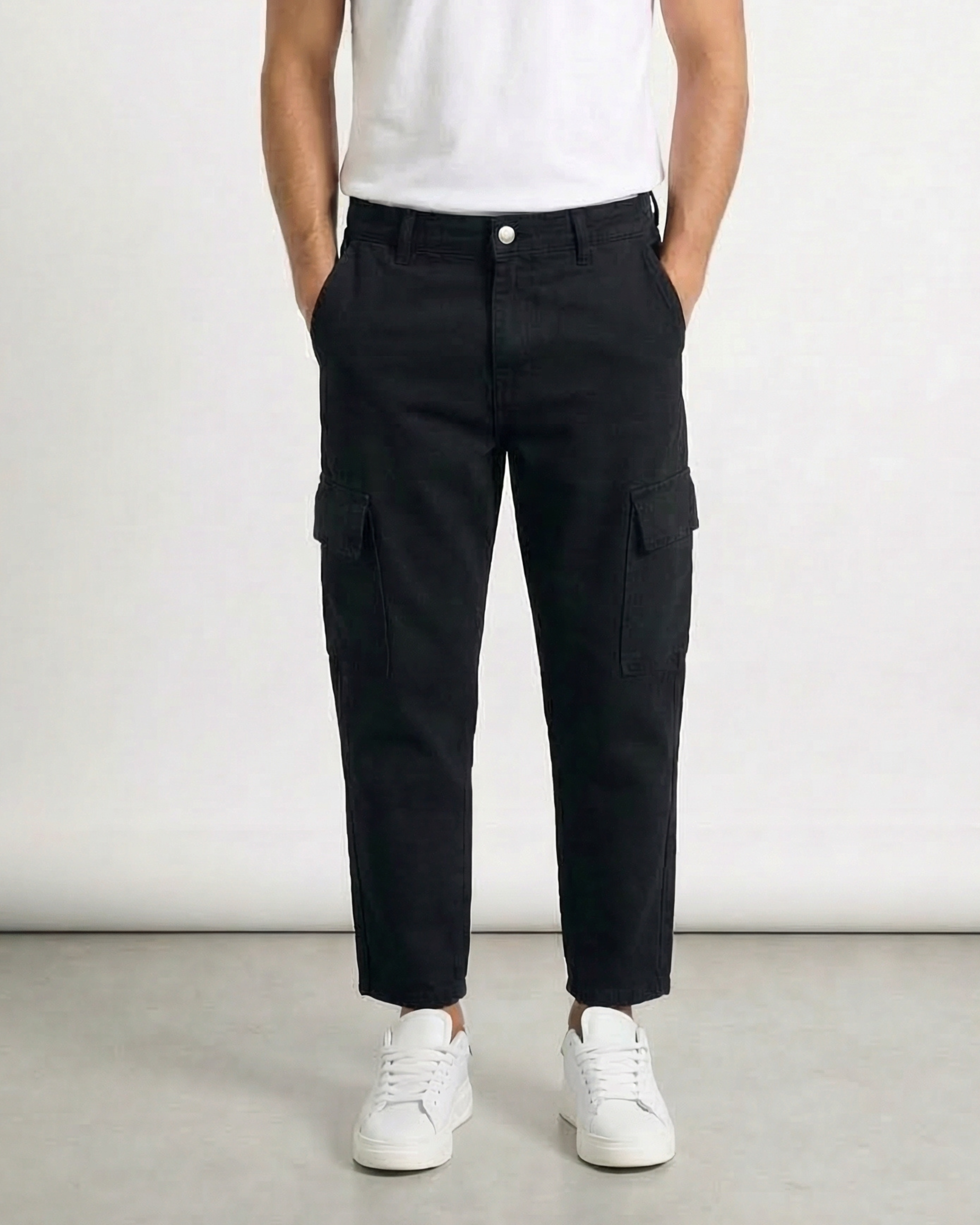 Pantalone loose fit cargo nero HARLEM