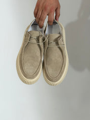 Scarpa mocassino fondo rigato beige VT73