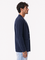 KASSEL cardigan punto riso blu