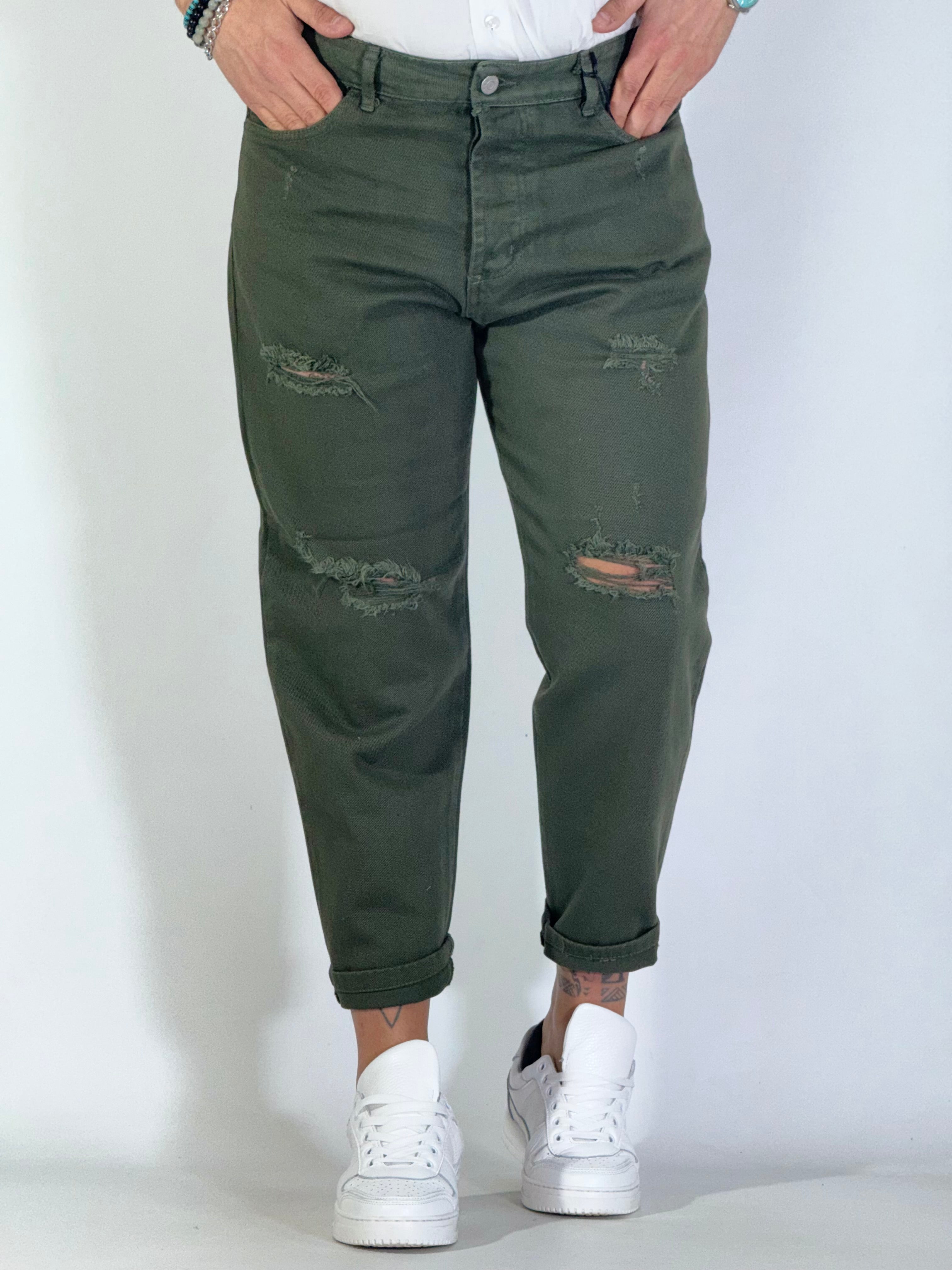 Pantalone loose fit verde CR2474