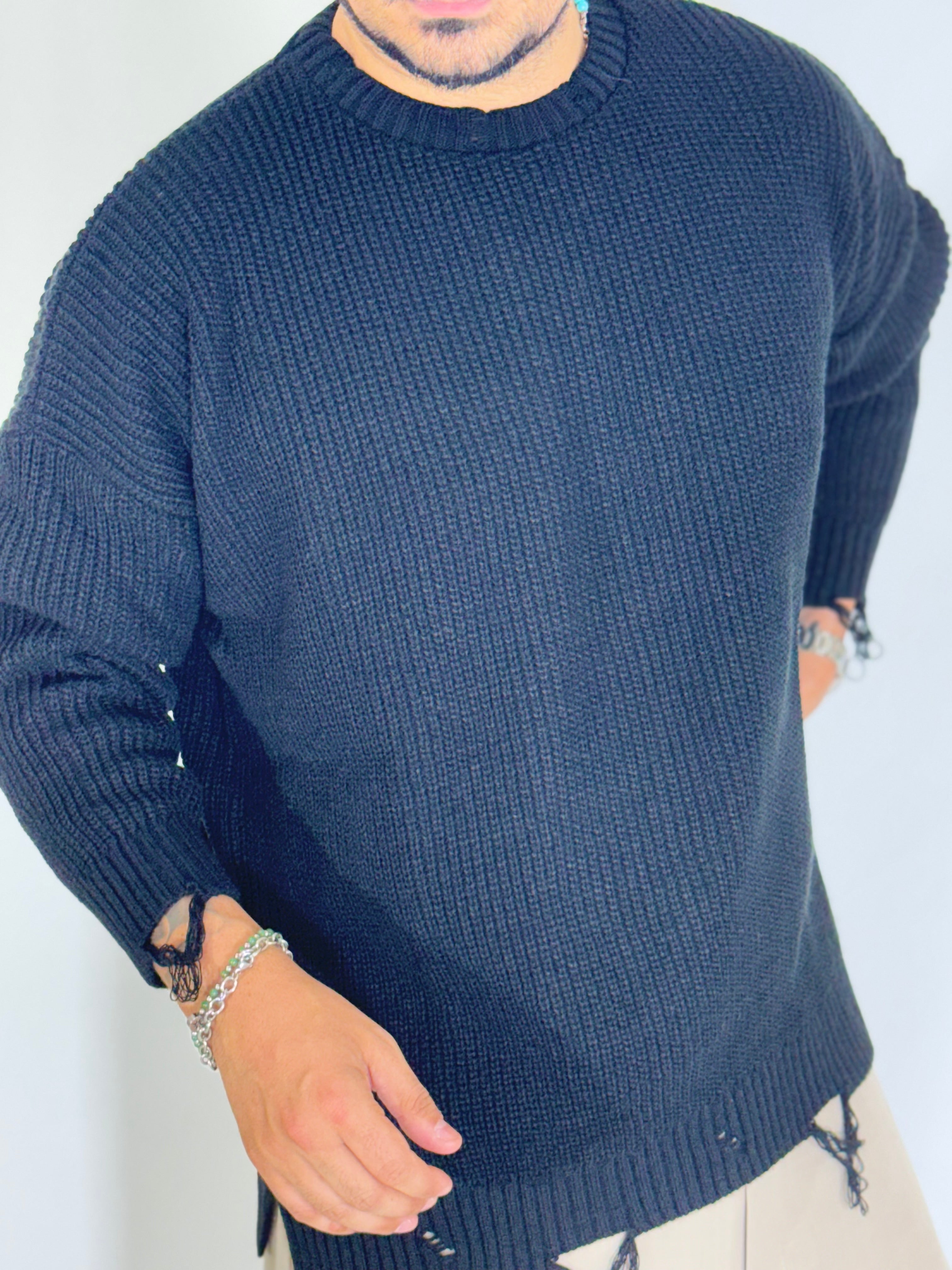 Maglione spalla scesa nero CAPORETTO