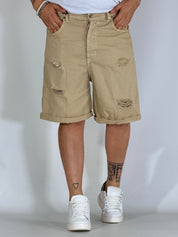 Bermuda jeans loose fit beige RICCIONE